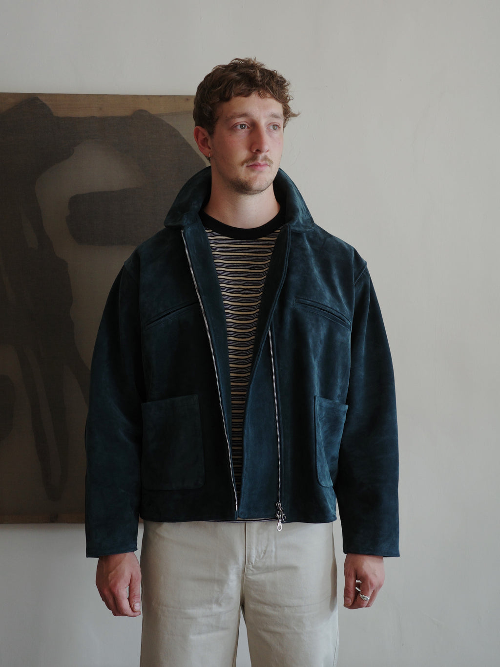 Cawley Italian Suede Flying Jacket - Midnight