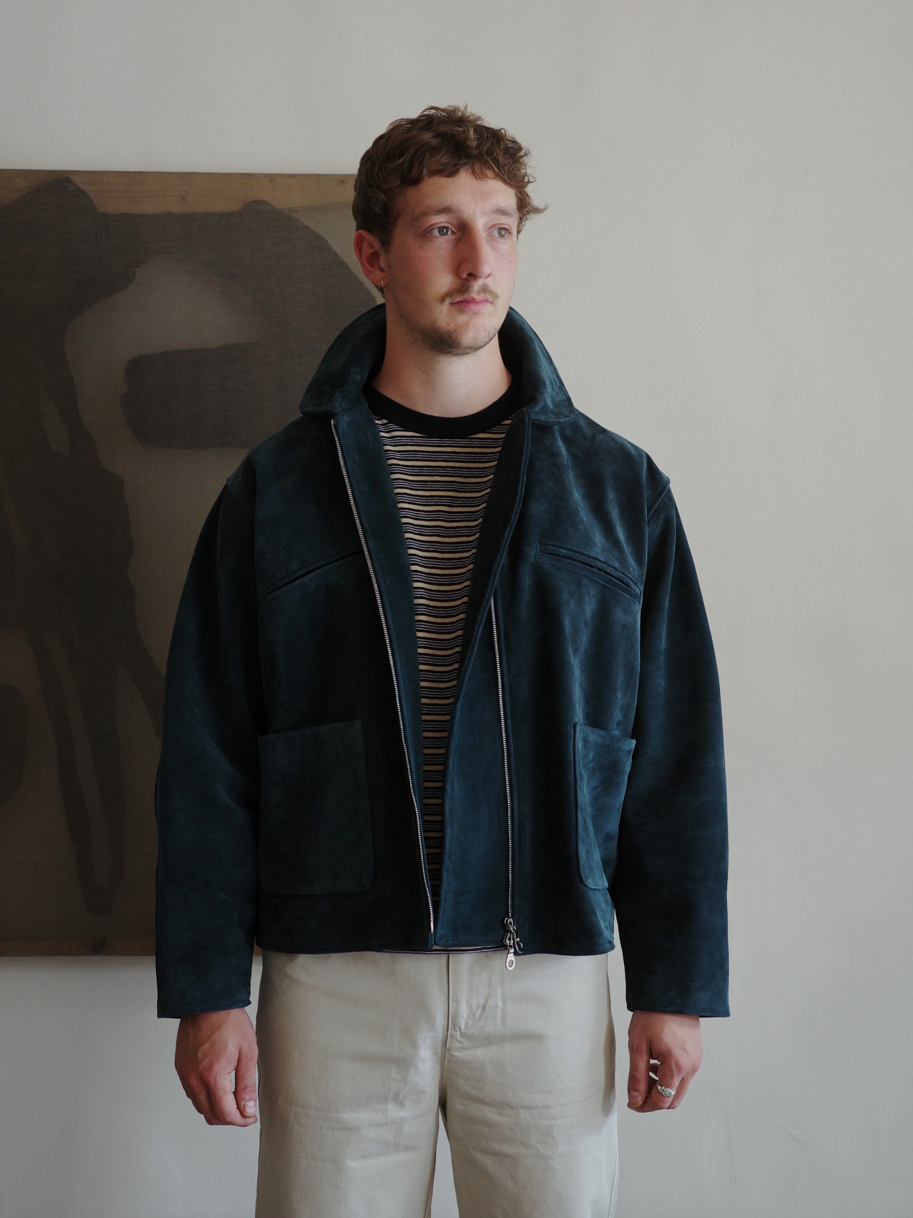 Cawley Italian Suede Flying Jacket - Midnight