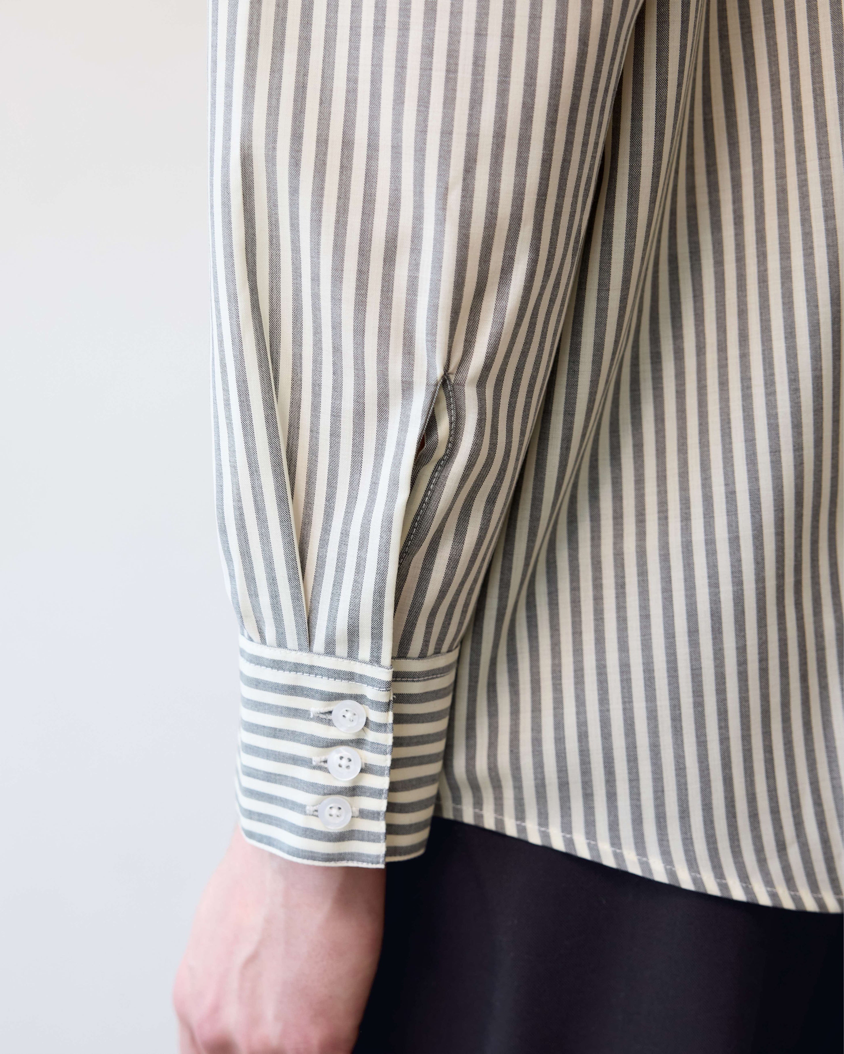 Carter Young Western Business Shirt - Cream/Smoke Stripe