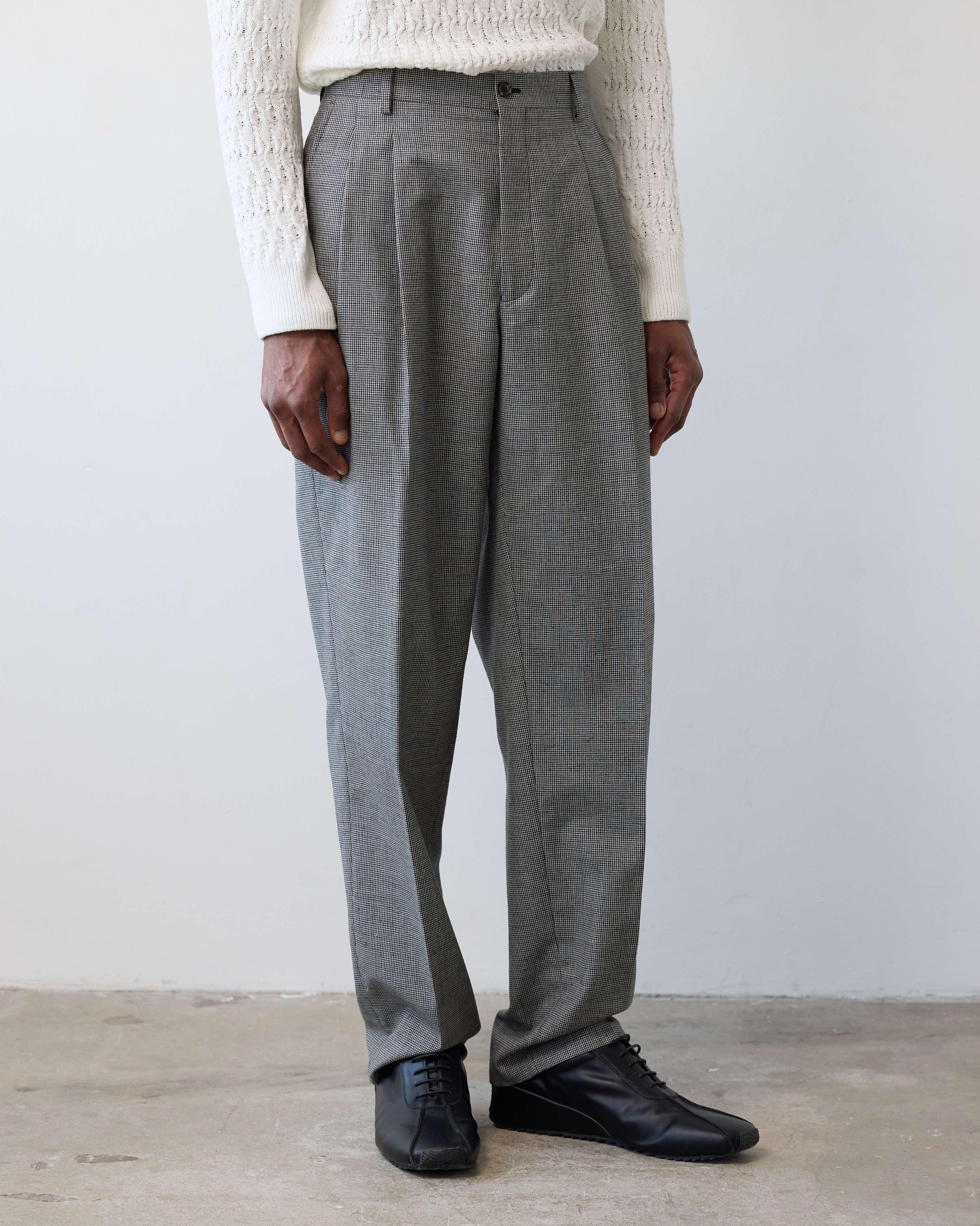 Carter Young Double Pleated Trouser - Puppy Tooth