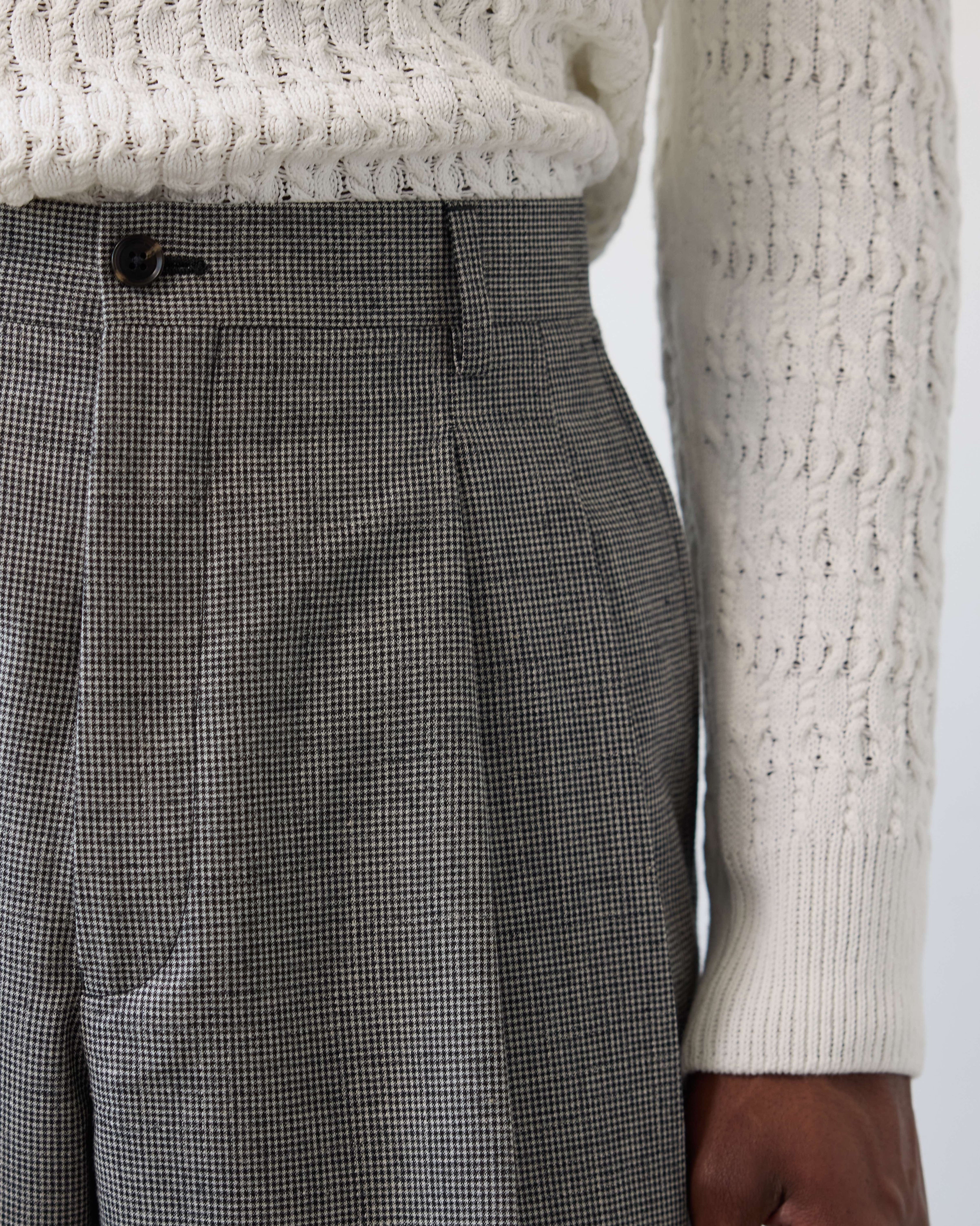Carter Young Double Pleated Trouser - Puppy Tooth