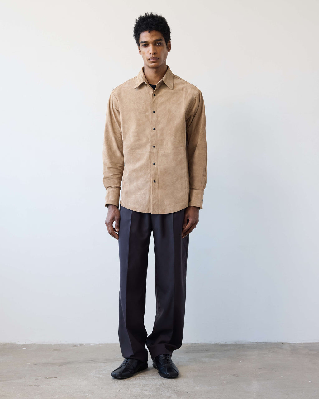 Carter Young Suede Western Shirt - Almond