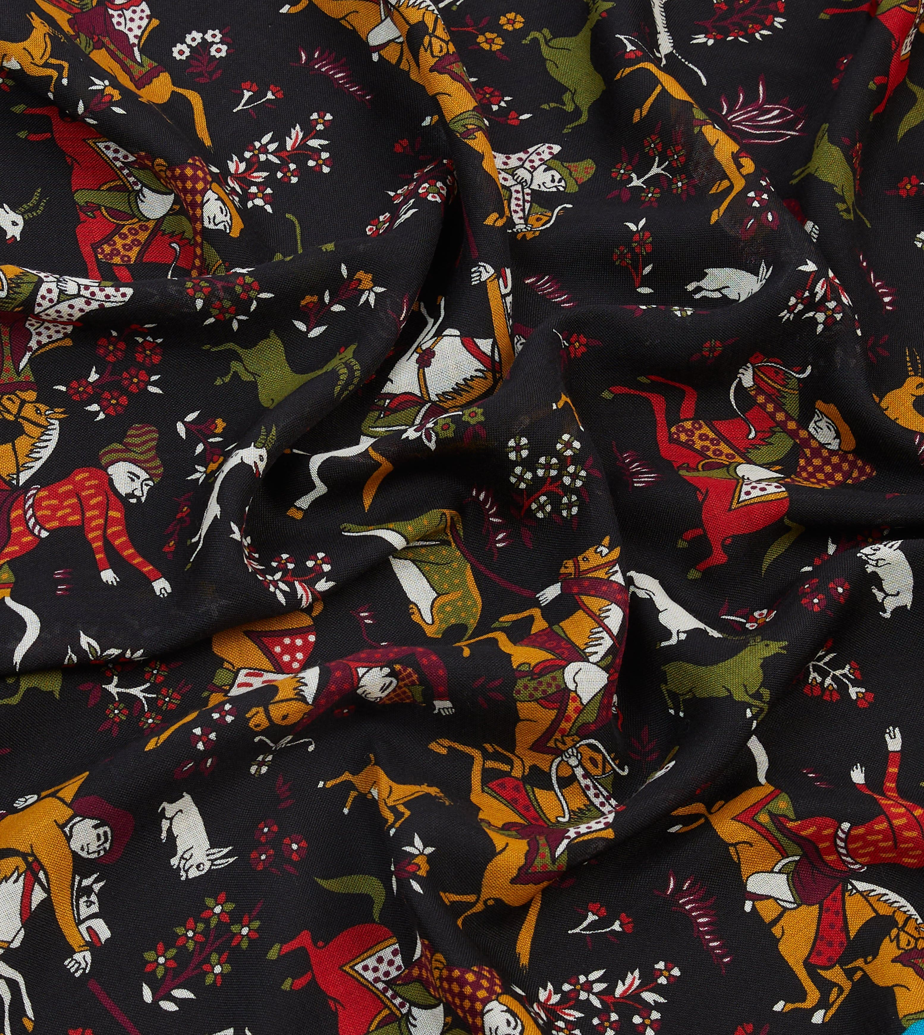Drake's Mughal Archers Printed Scarf - Black