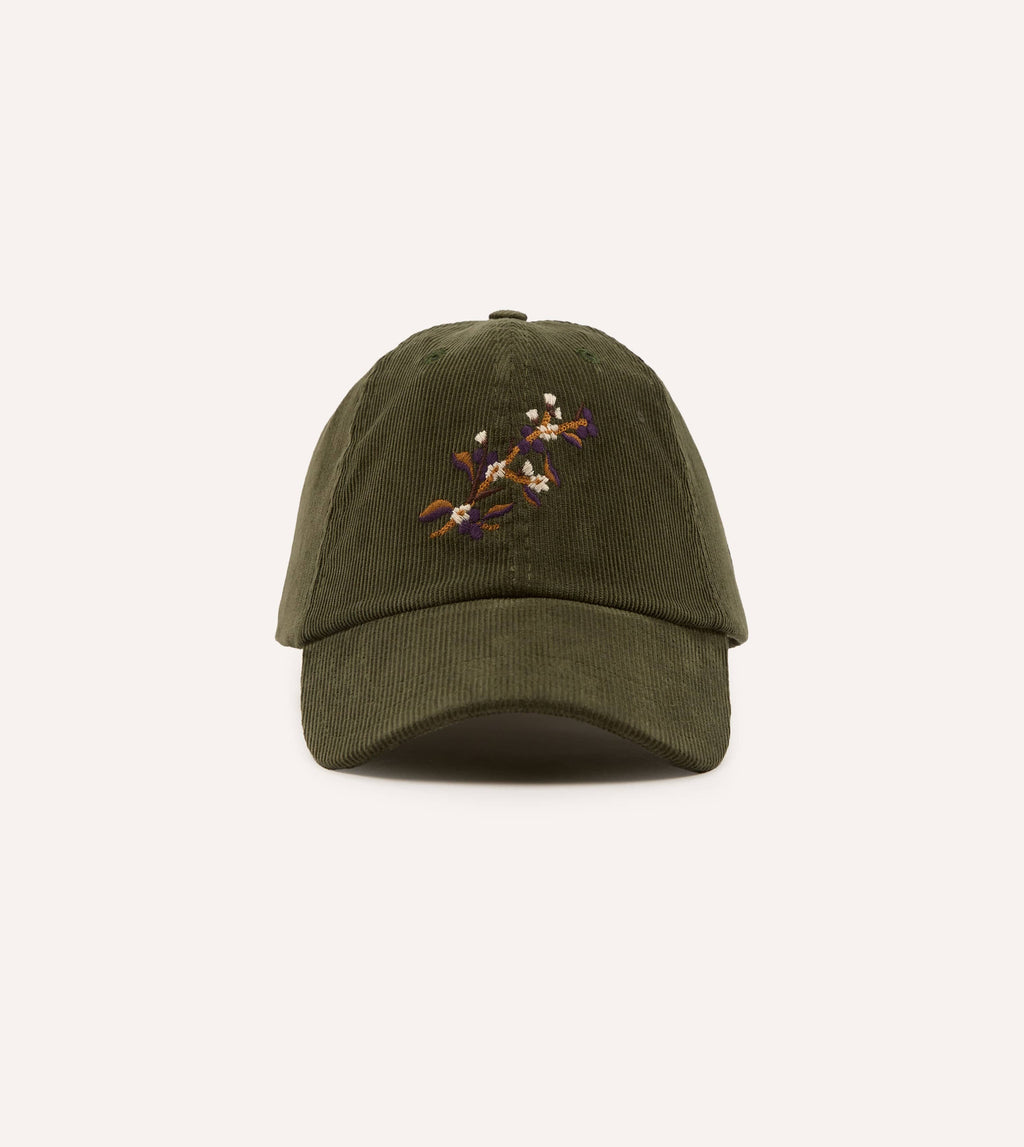 Drake's Blackthorn Needlecord Cap - Olive