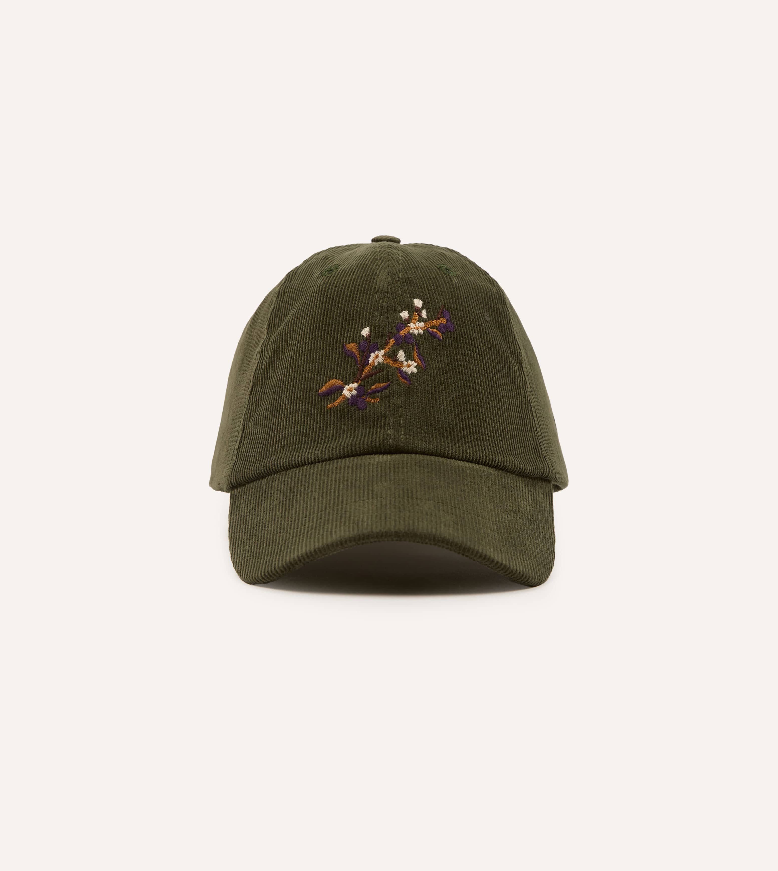 Drake's Blackthorn Needlecord Cap - Olive