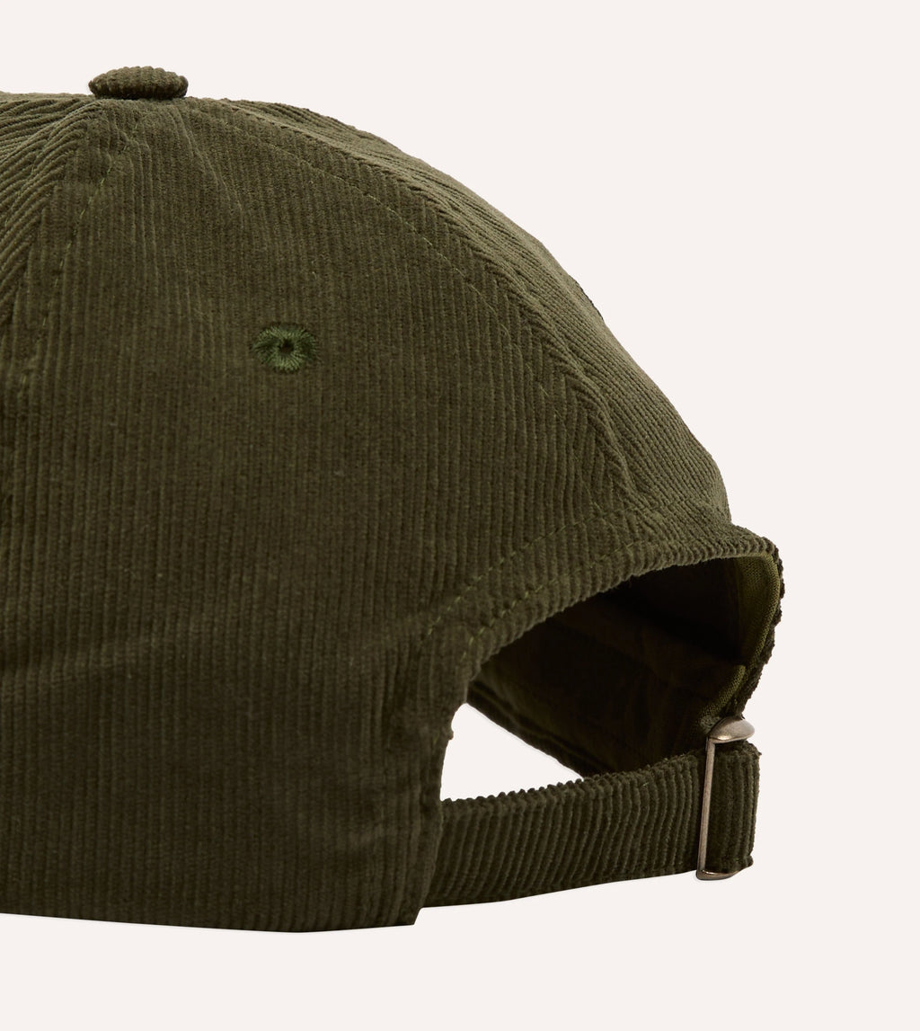 Drake's Blackthorn Needlecord Cap - Olive