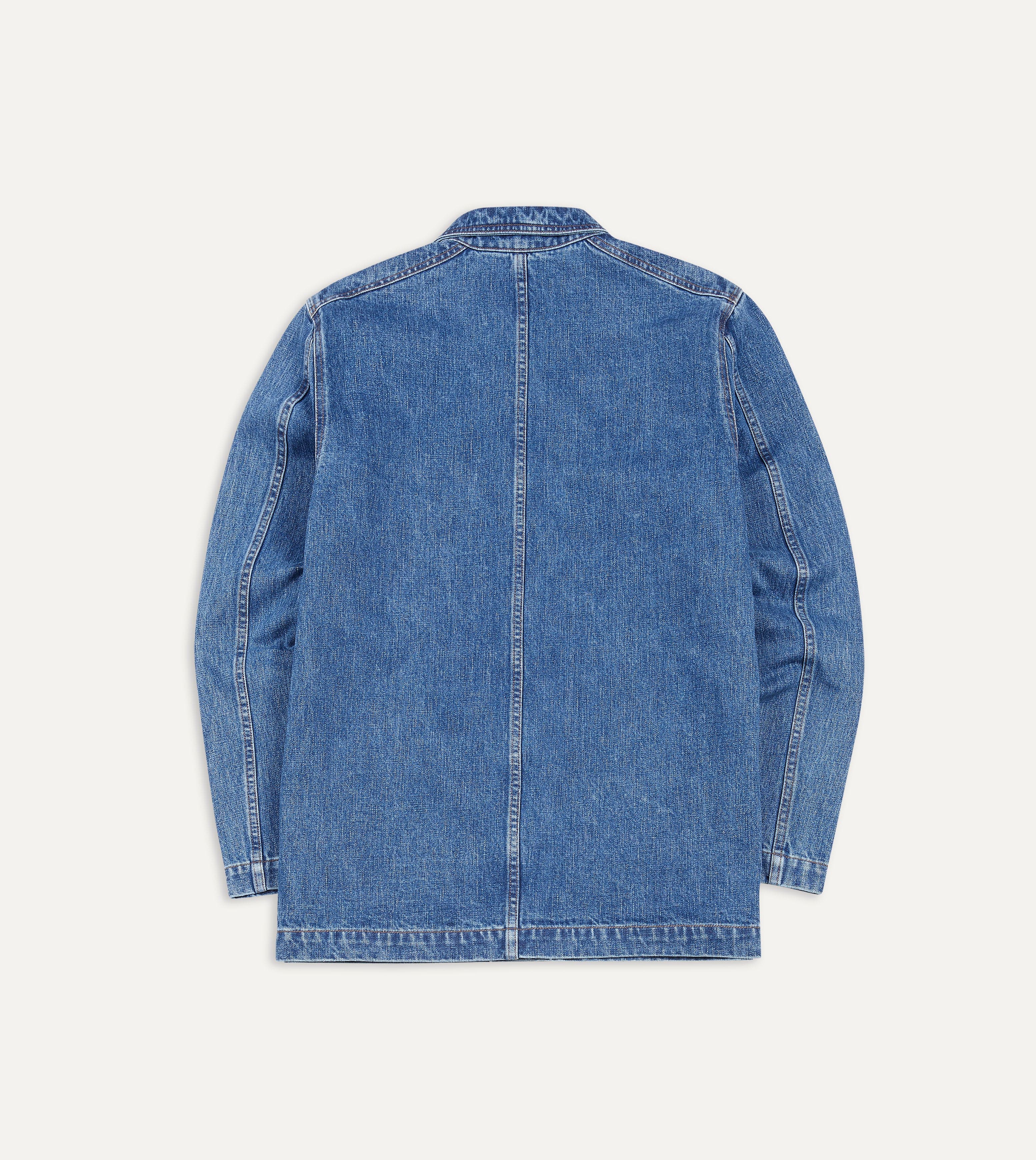 Drake's Selvedge Denim 5-Pocket Chore Jacket - Bleach Wash