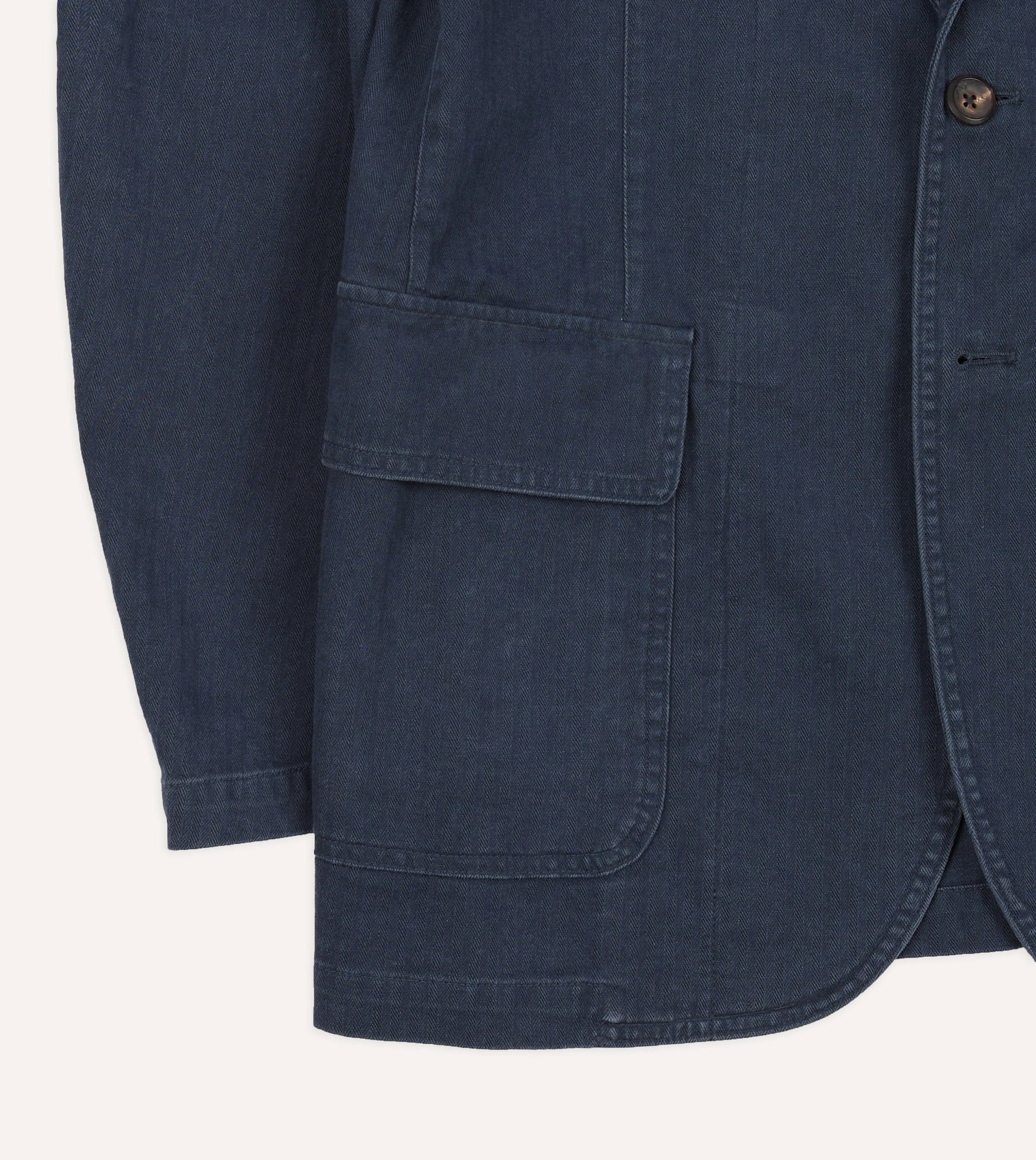 Drake's Mk.1 Herringbone Games Blazer - Navy