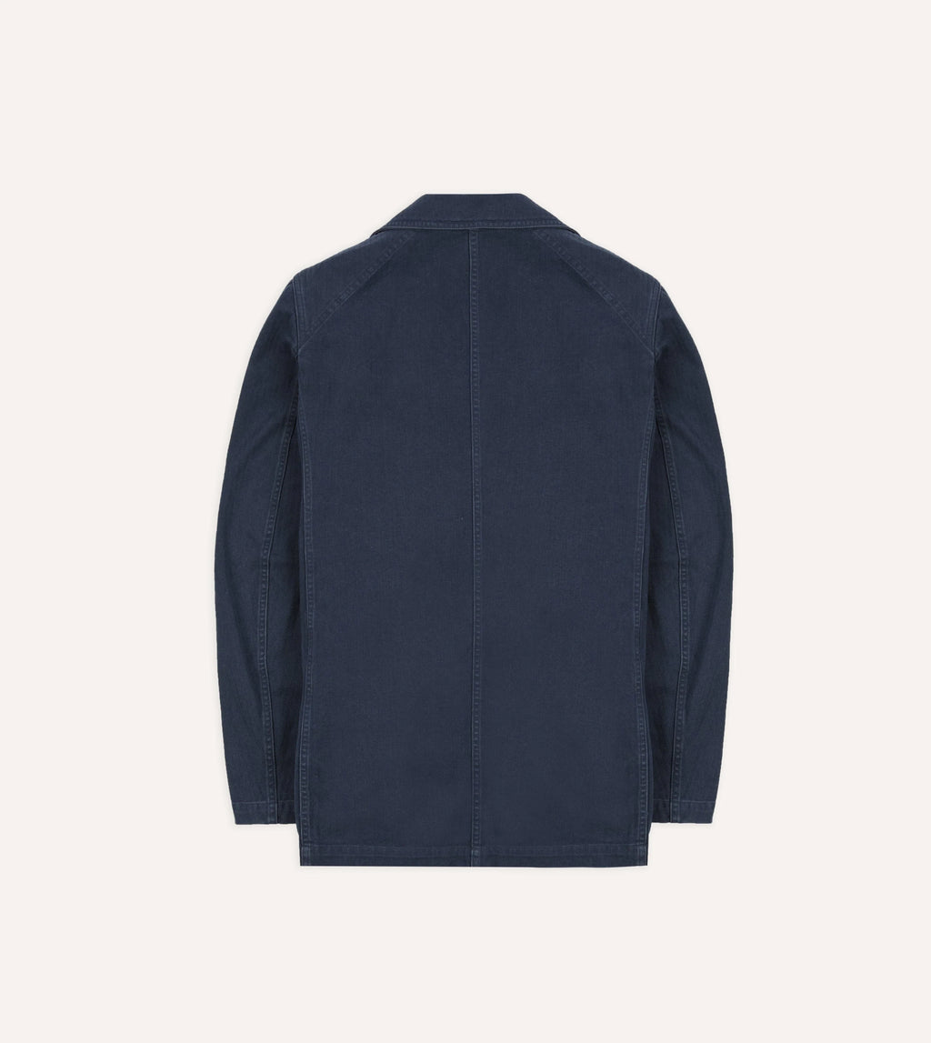 Drake's Mk.1 Herringbone Games Blazer - Navy