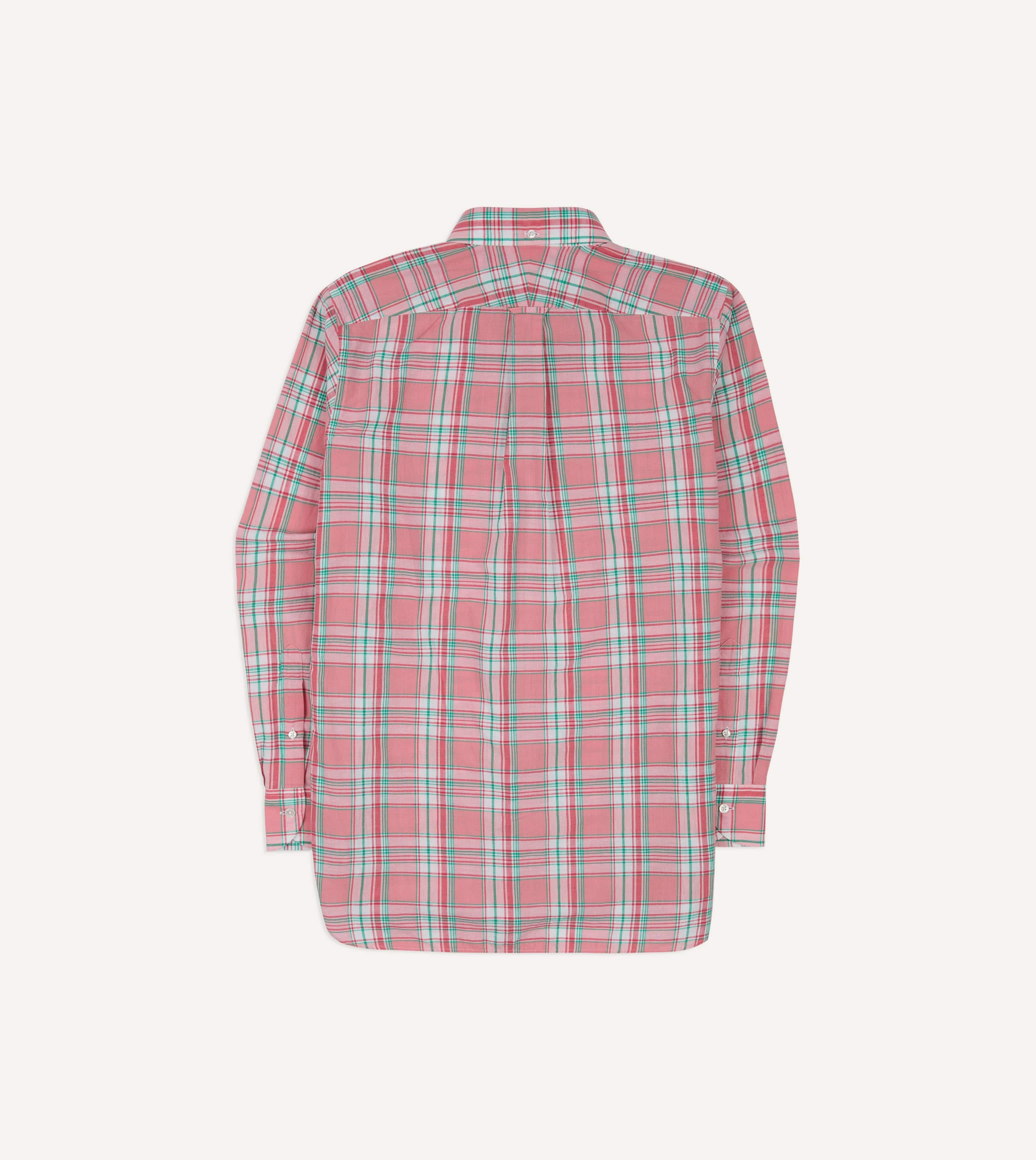 Drake's Madras Button Down Shirt - Pink, White & Green