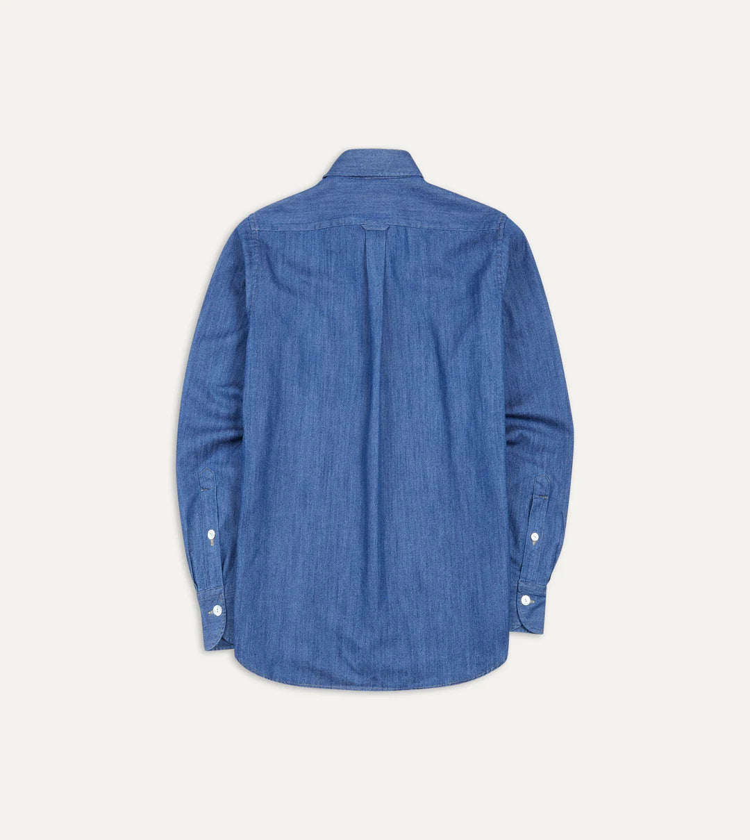 Drake's Washed Denim Cotton Two-Pocket Work Shirt - Mid Blue