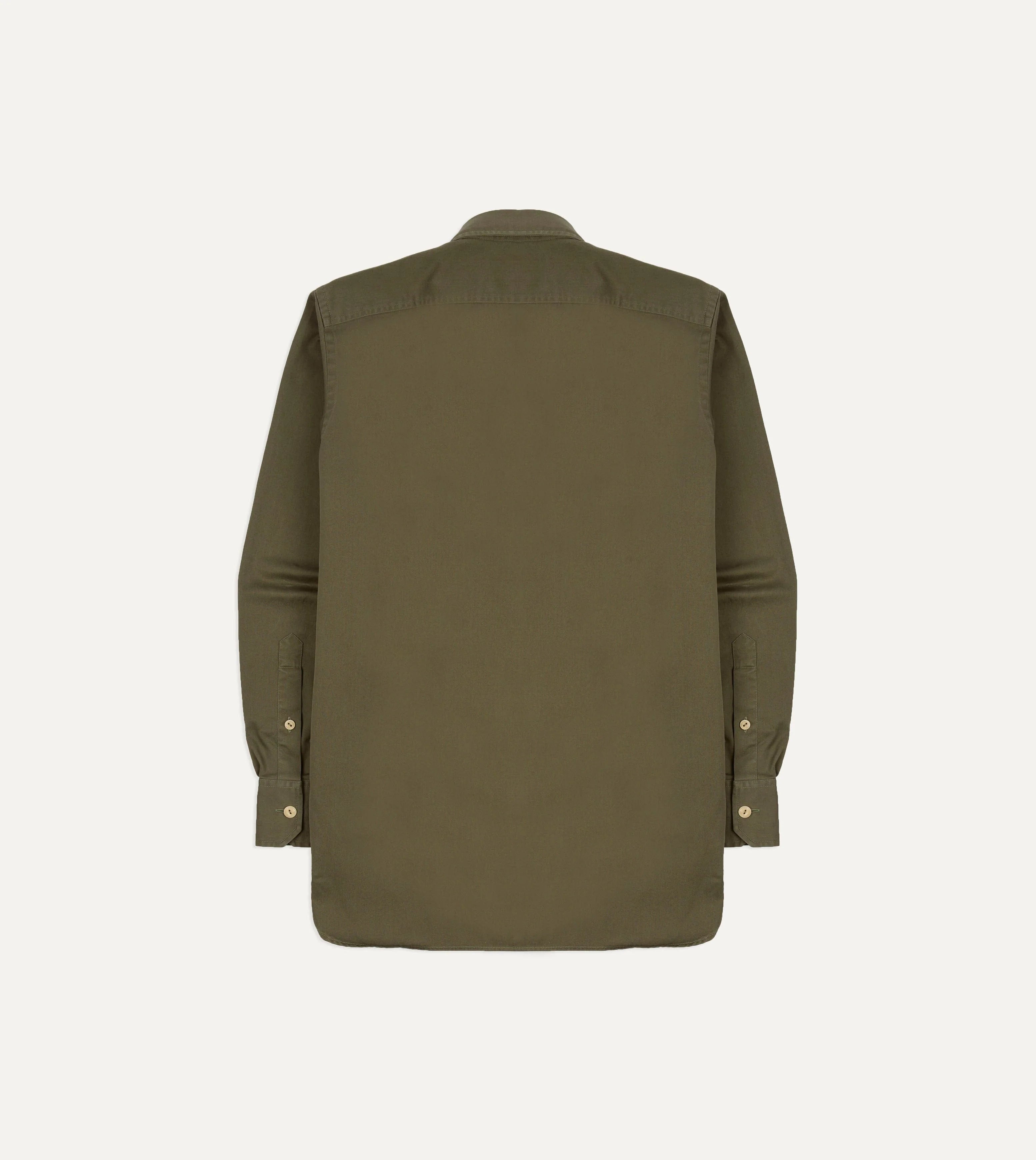 Drake's Long Point Collar Work Shirt - Military Green