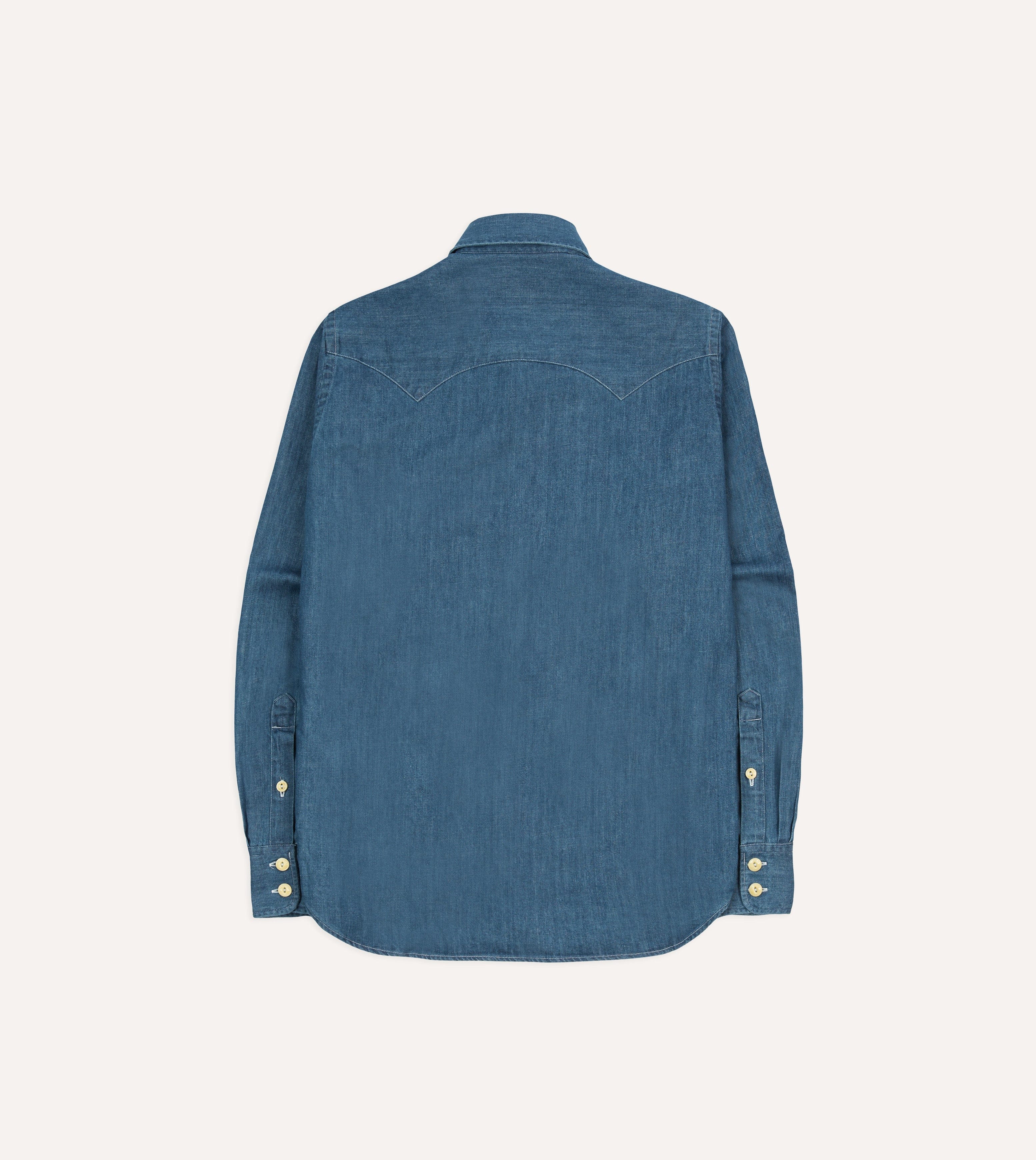 Drake's Light Denim Western Shirt - Stone Wash