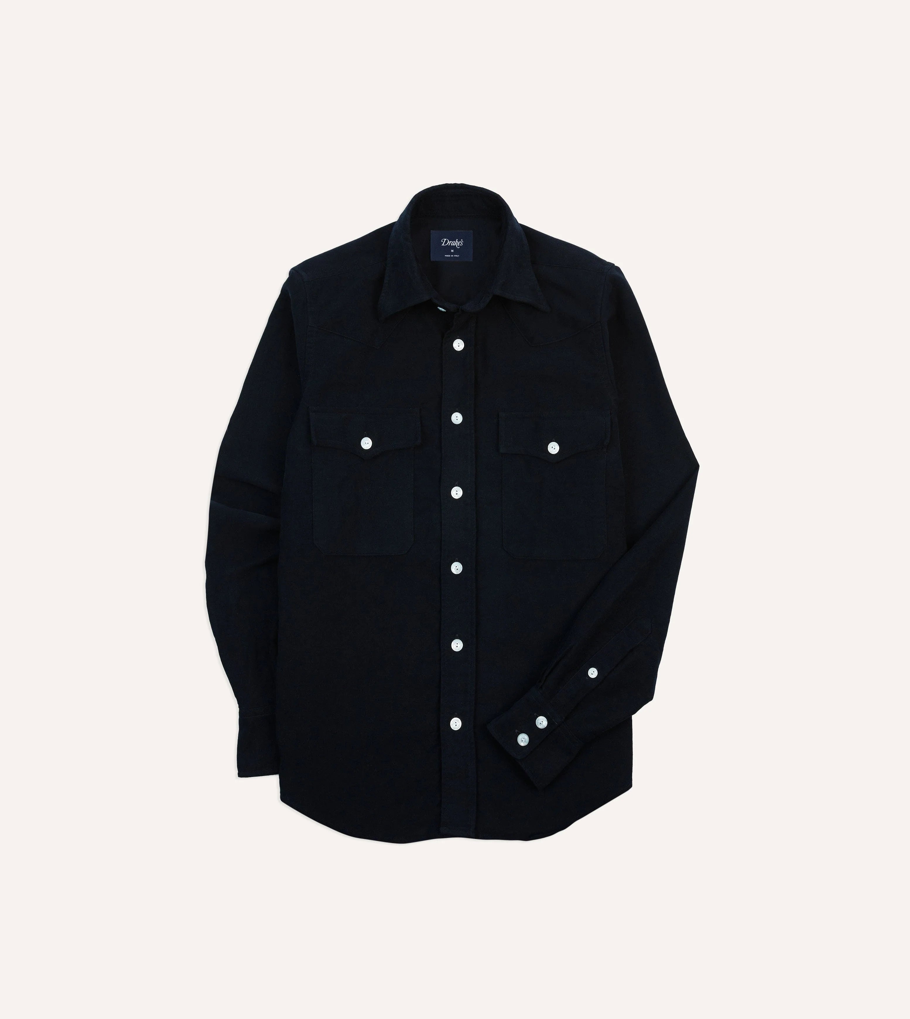 Drake's Moleskin Western Shirt - Navy