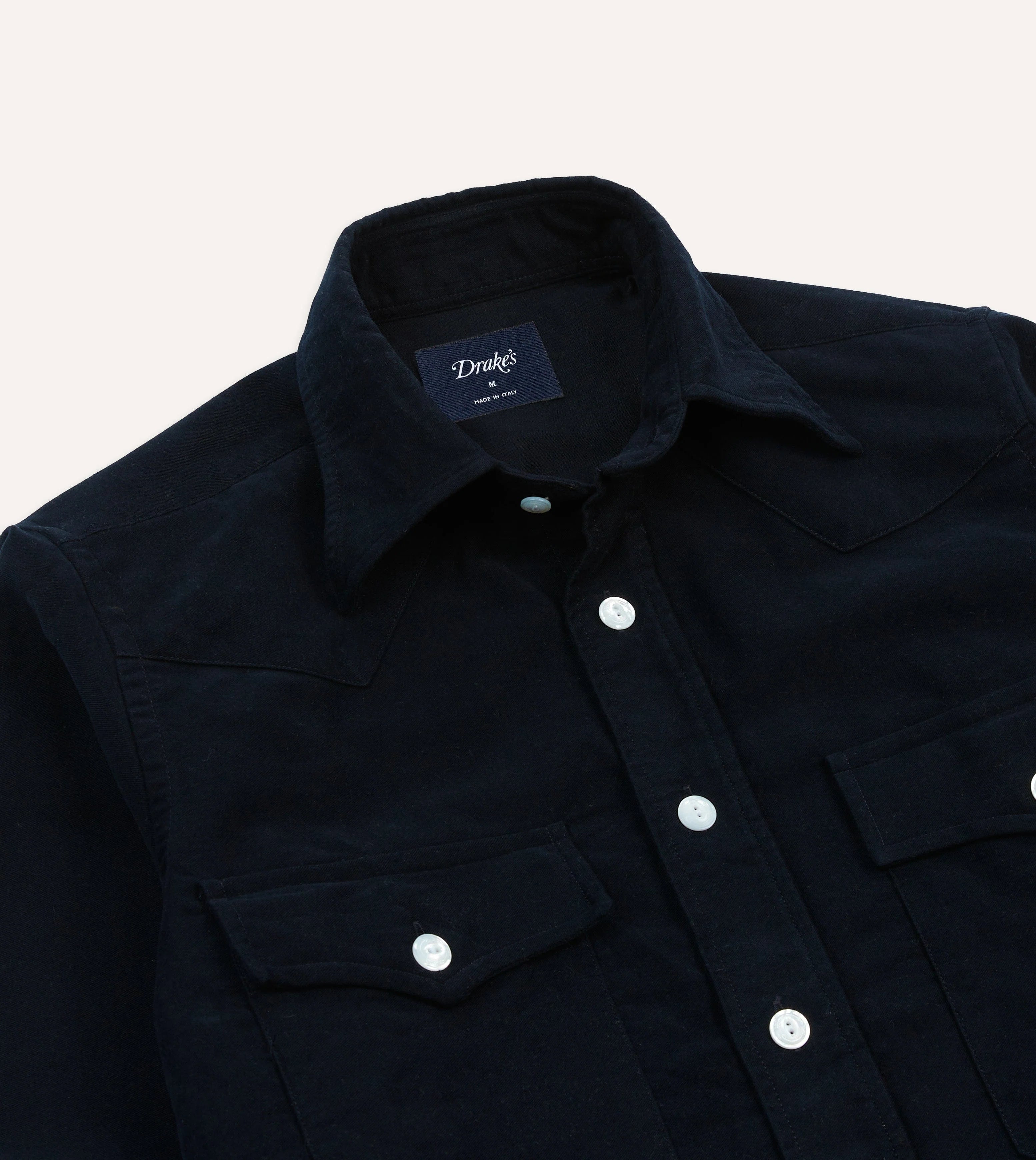 Drake's Moleskin Western Shirt - Navy