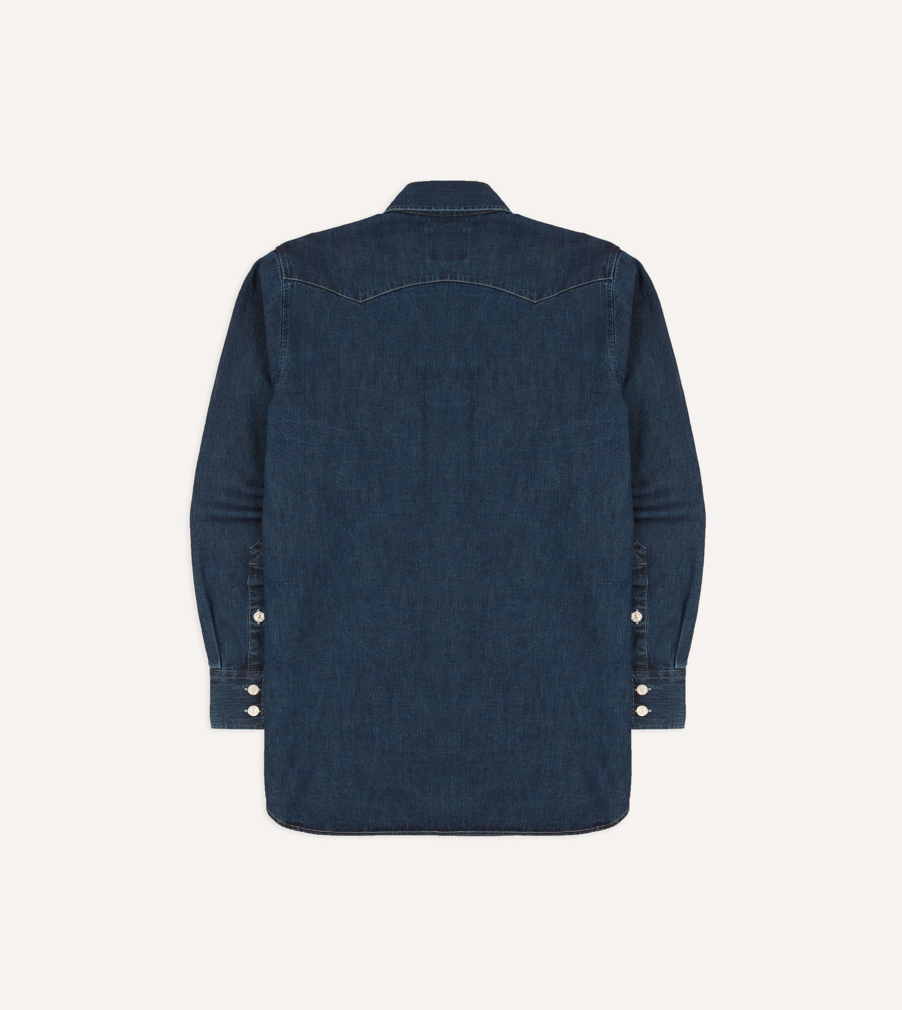 Drake's Light Denim Western Shirt - Stone Wash
