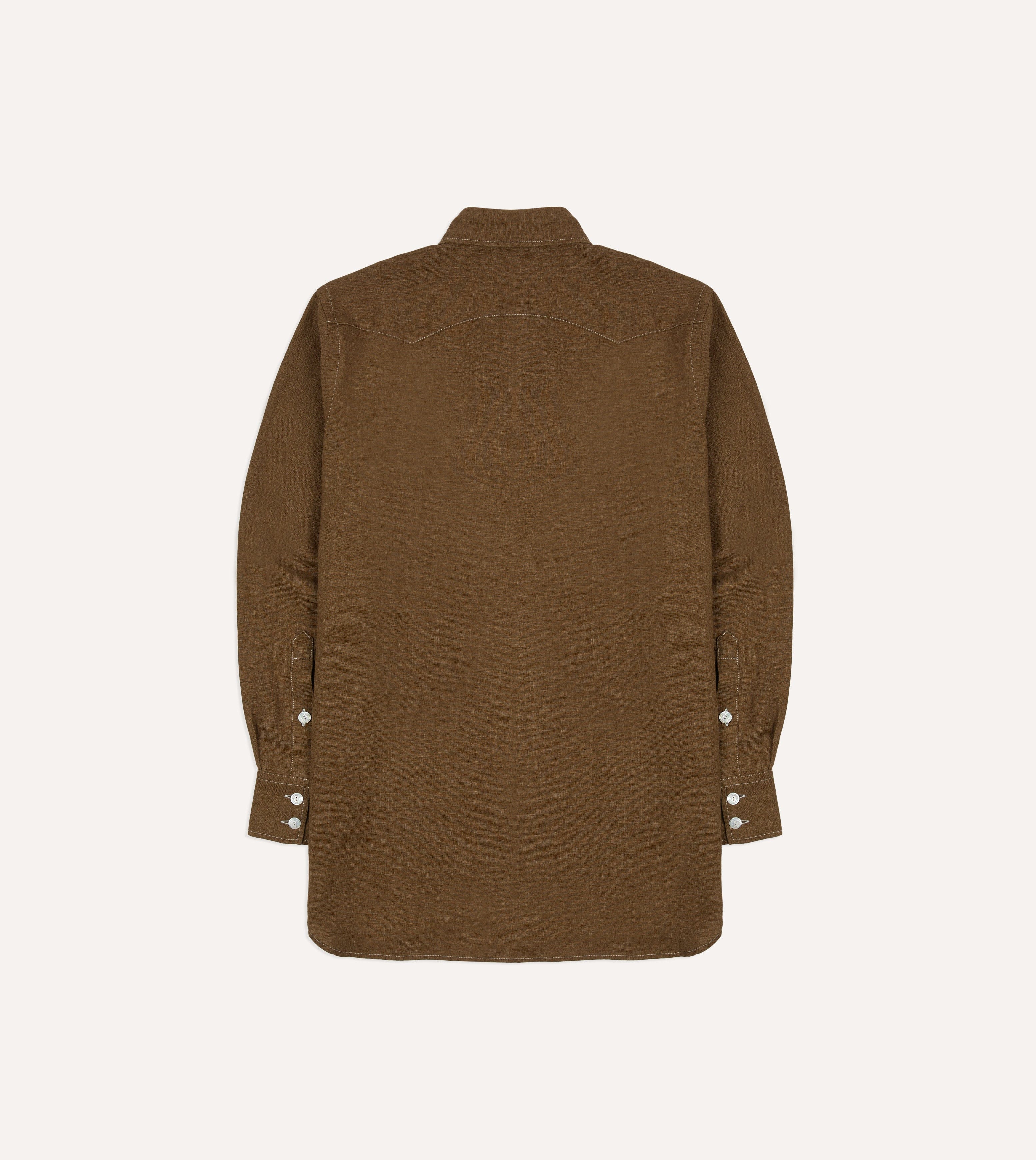 Drake's Solid Line Western Shirt - Brown