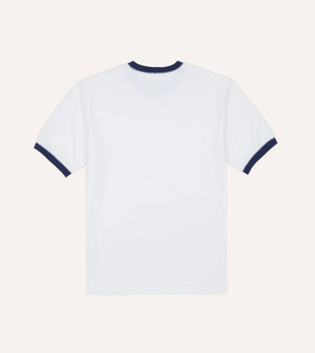 Drake's Tipped Ringer Tee - White & Navy