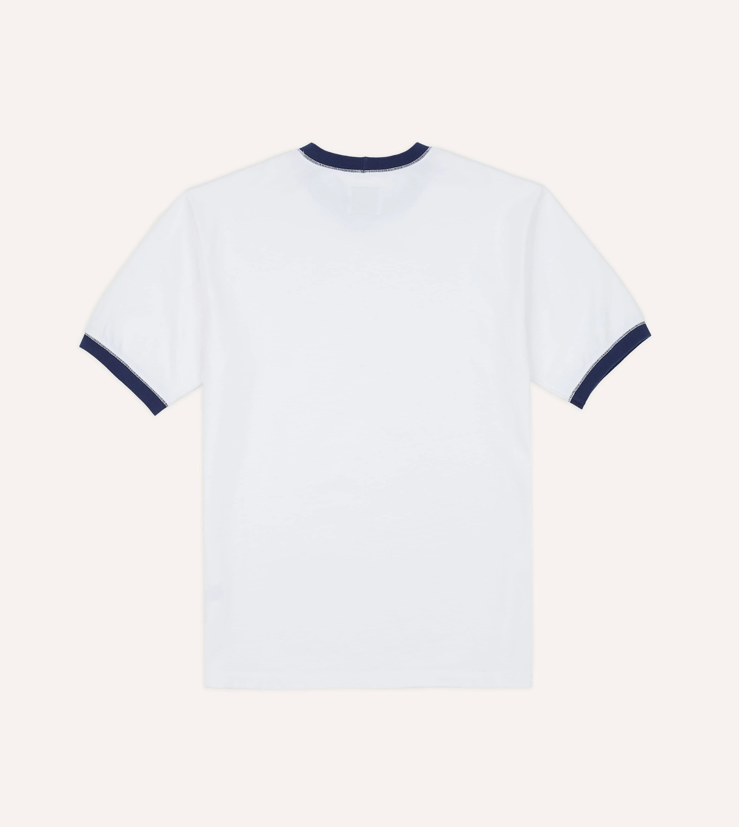 Drake's Tipped Ringer Tee - White & Navy