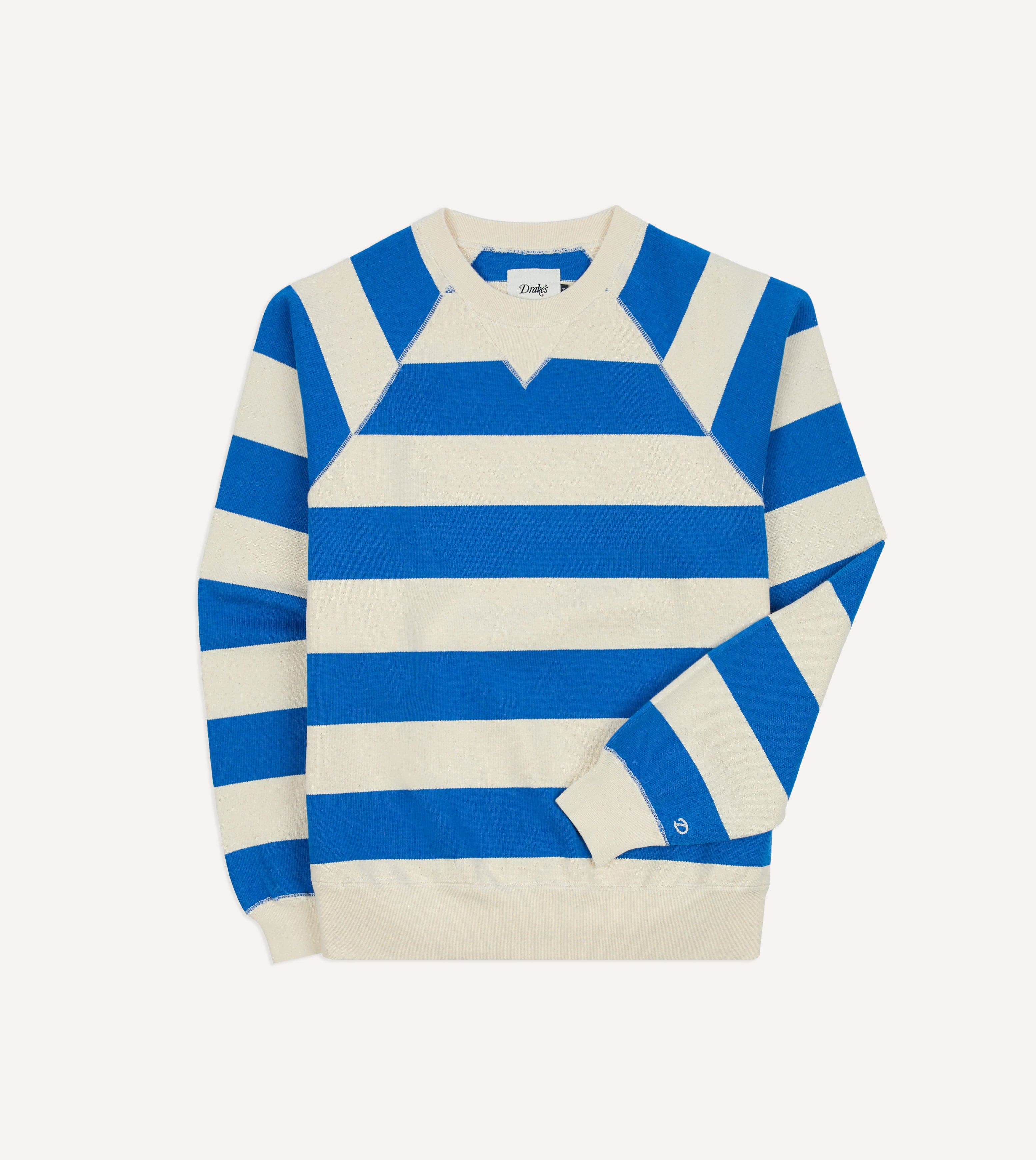 Drake's Striped Raglan Sweatshirt - Blue & White