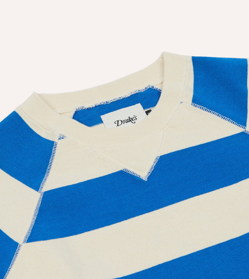 Drake's Striped Raglan Sweatshirt - Blue & White