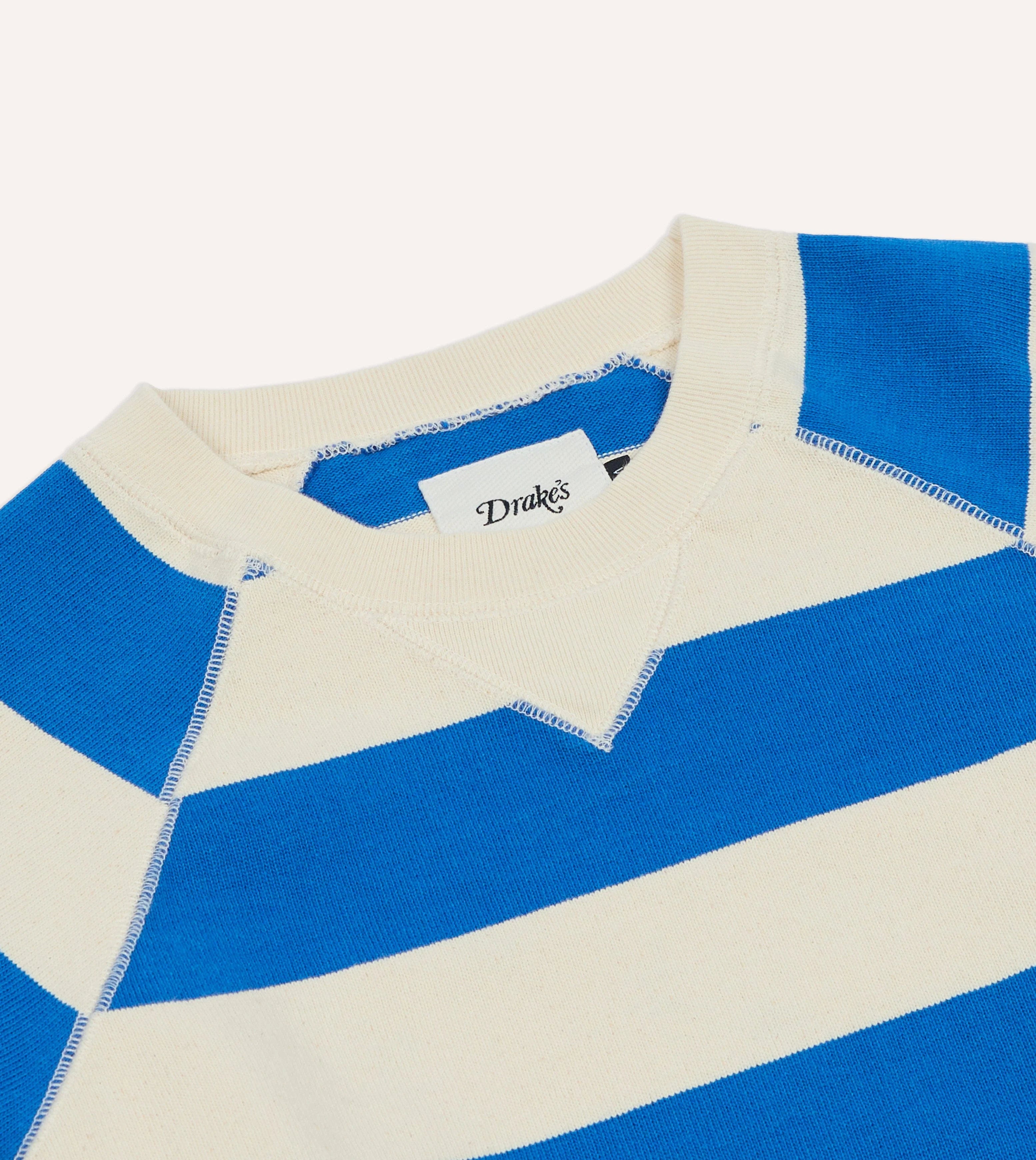 Drake's Striped Raglan Sweatshirt - Blue & White