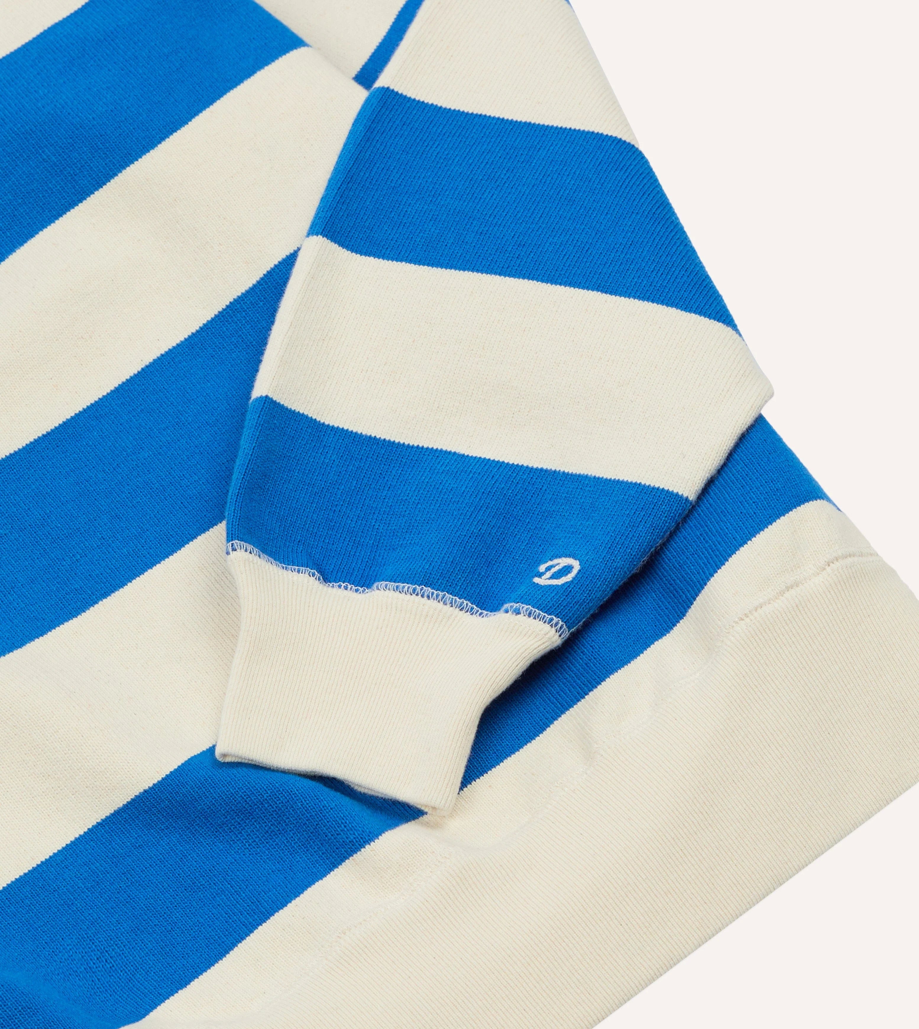 Drake's Striped Raglan Sweatshirt - Blue & White