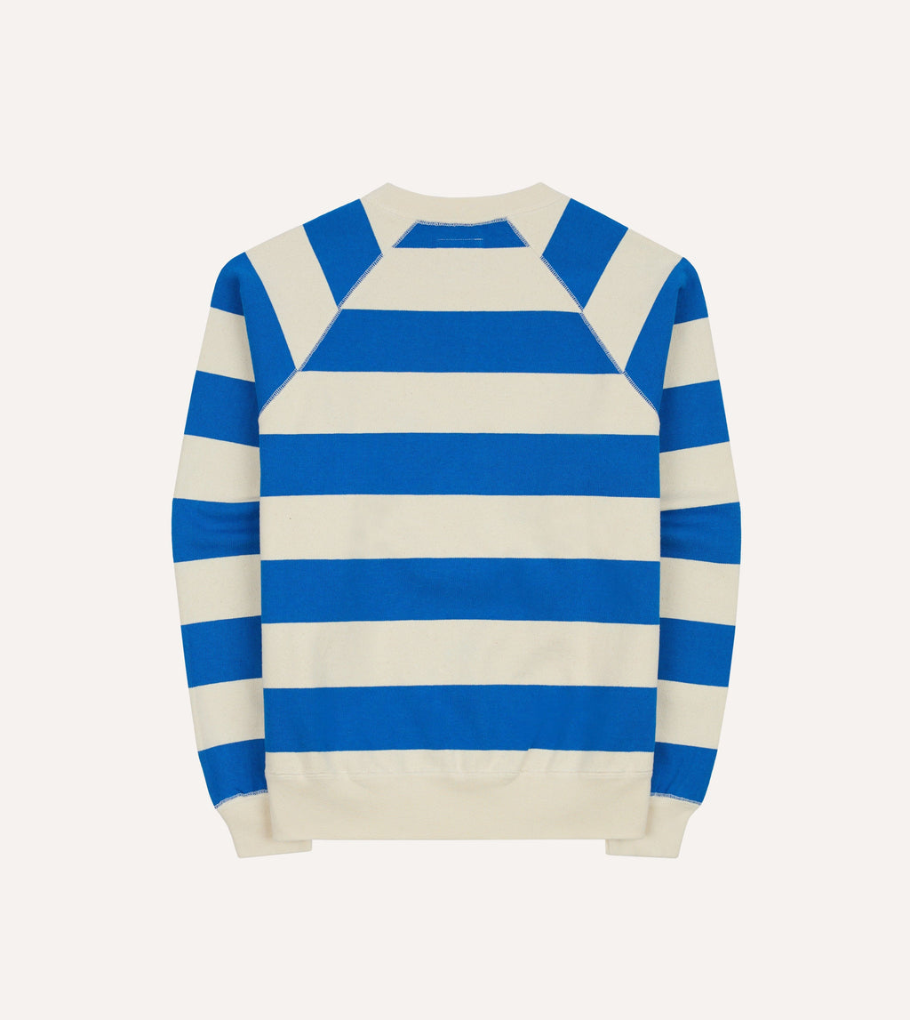 Drake's Striped Raglan Sweatshirt - Blue & White