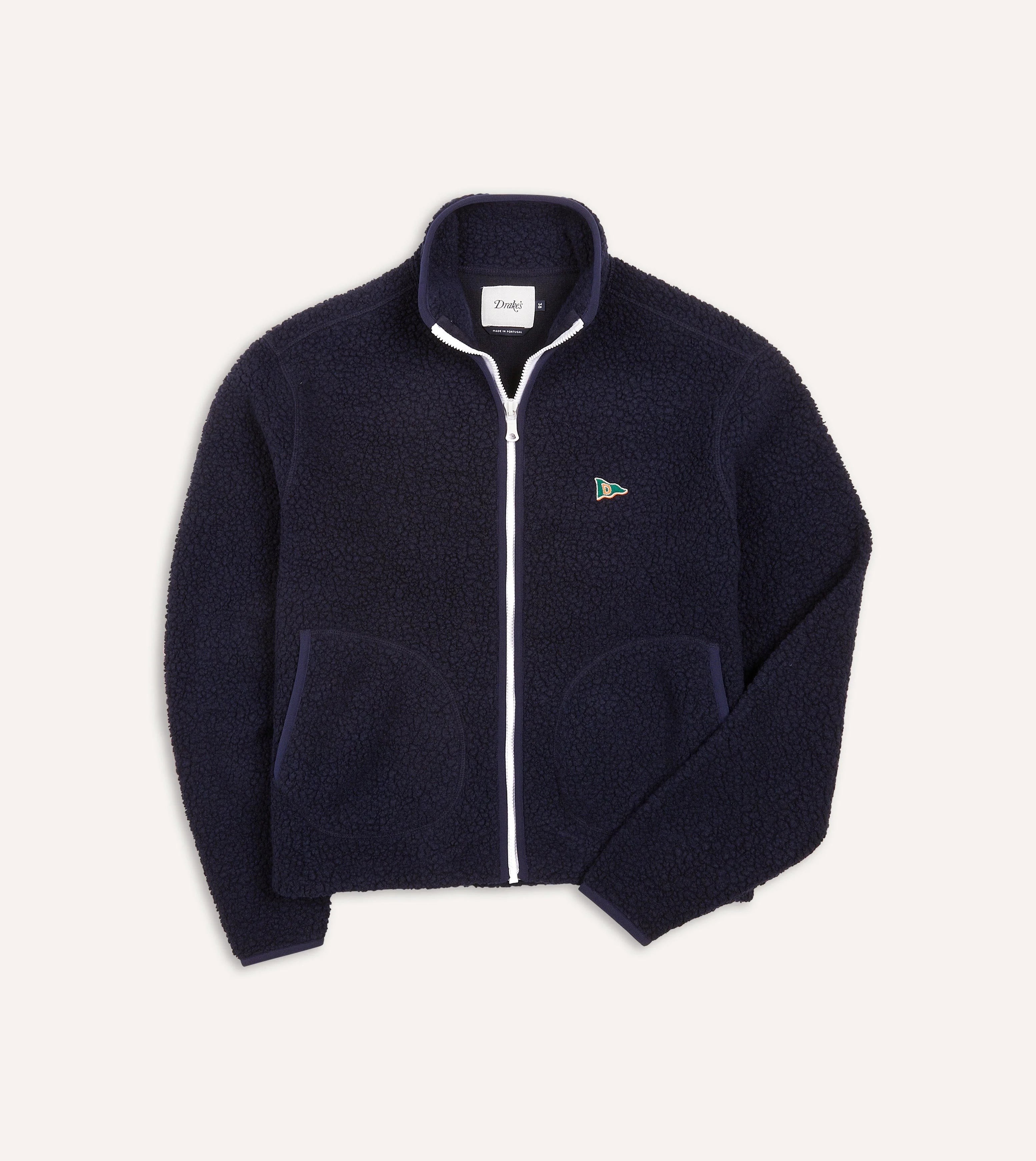 Drake's Boucle Wool Fleece Jacket - Navy