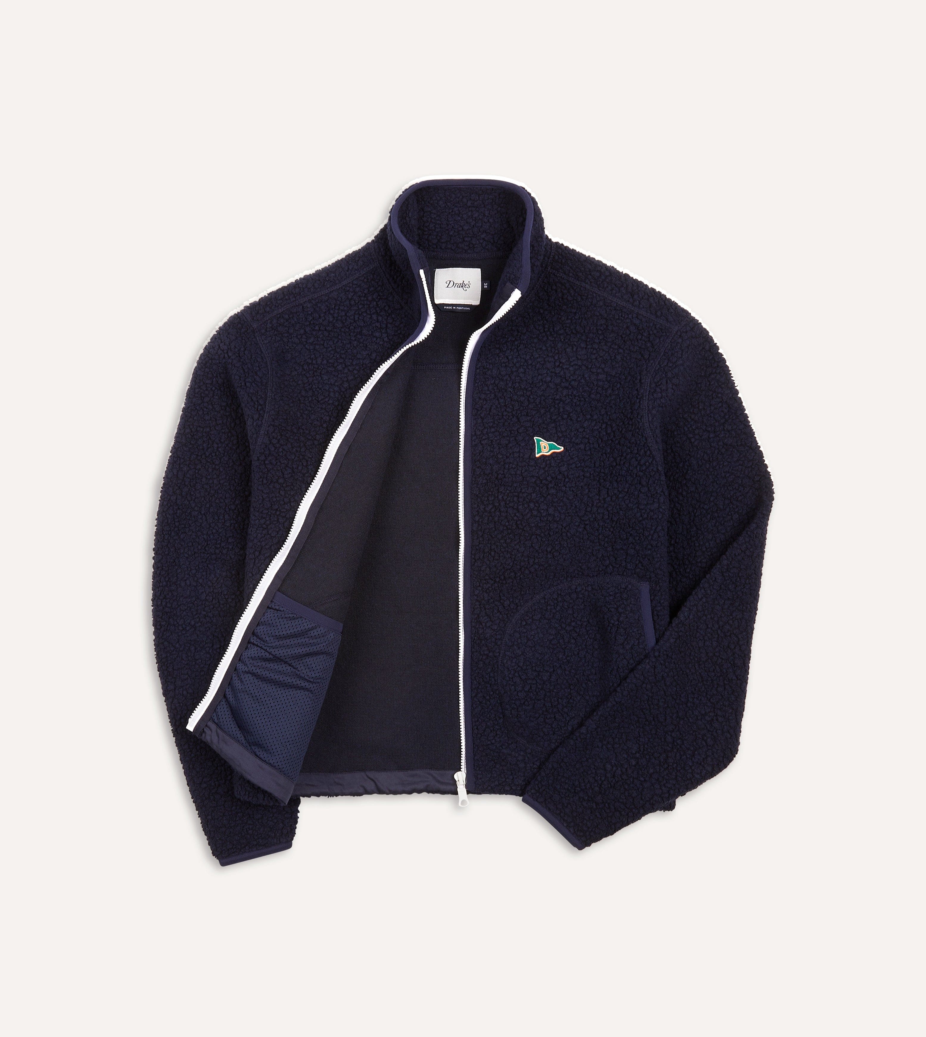 Drake's Boucle Wool Fleece Jacket - Navy