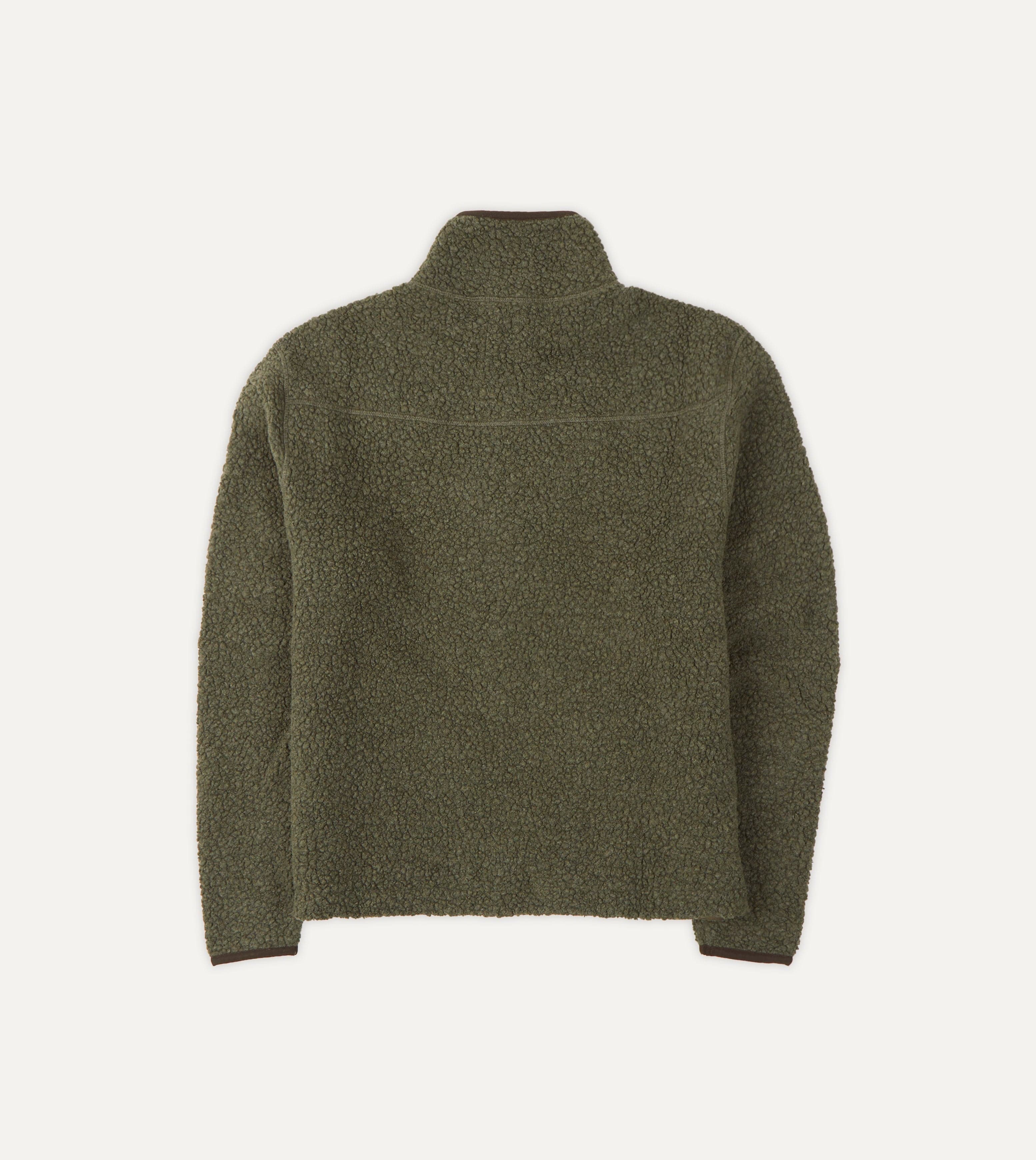 Drake's Boucle Wool Fleece Jacket - Olive