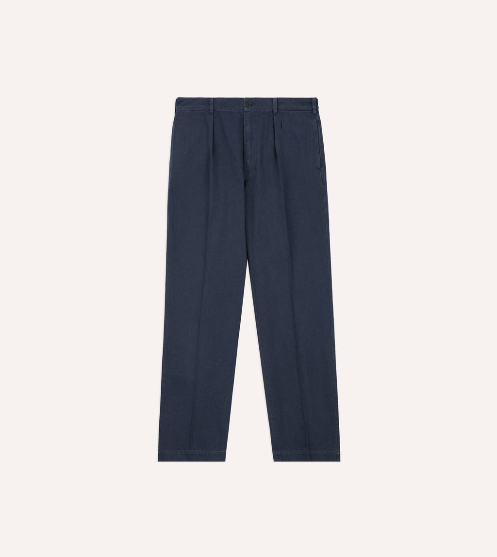 Drake's Mk.1 Herringbone Games Trouser - Navy