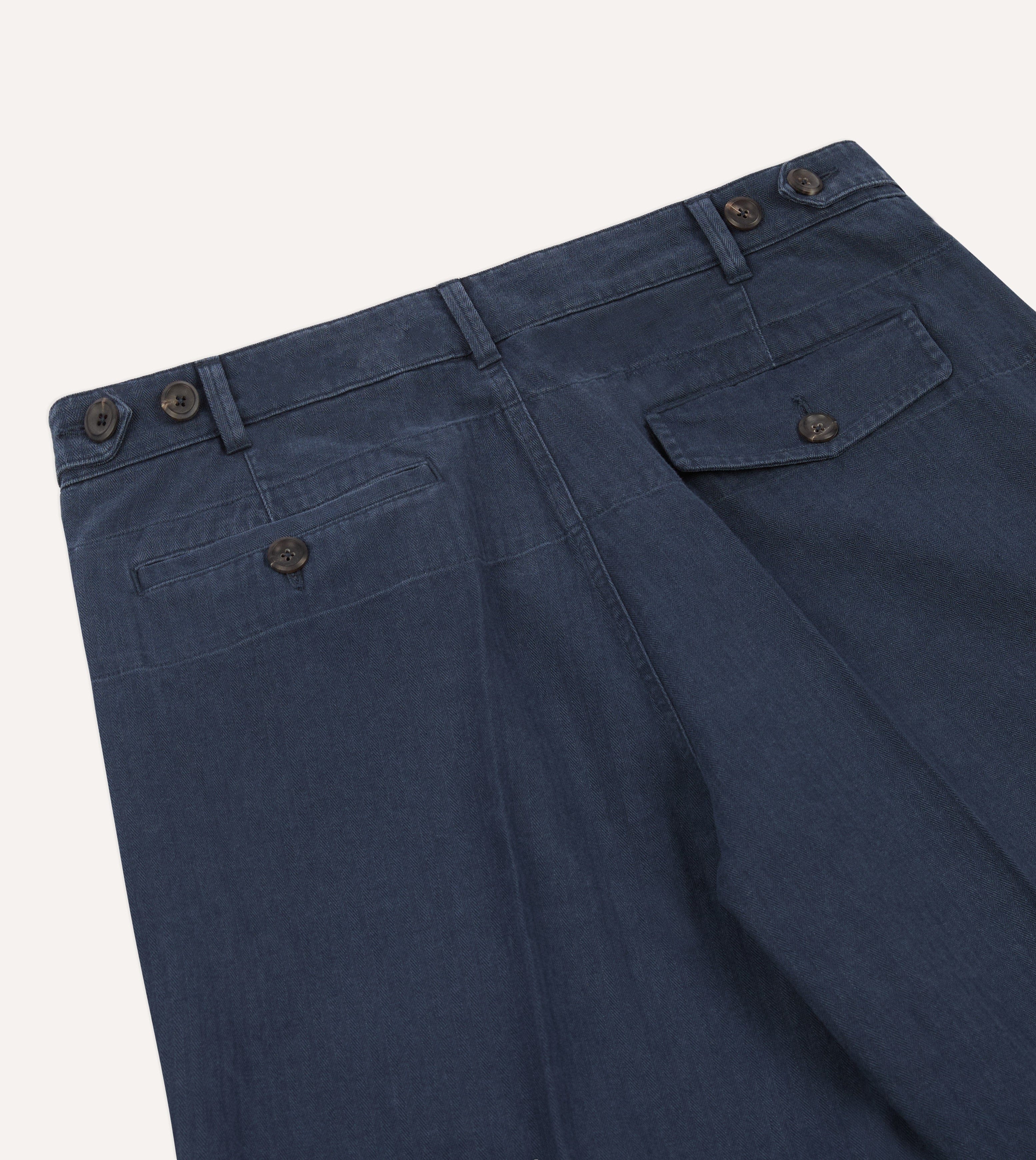 Drake's Mk.1 Herringbone Games Trouser - Navy