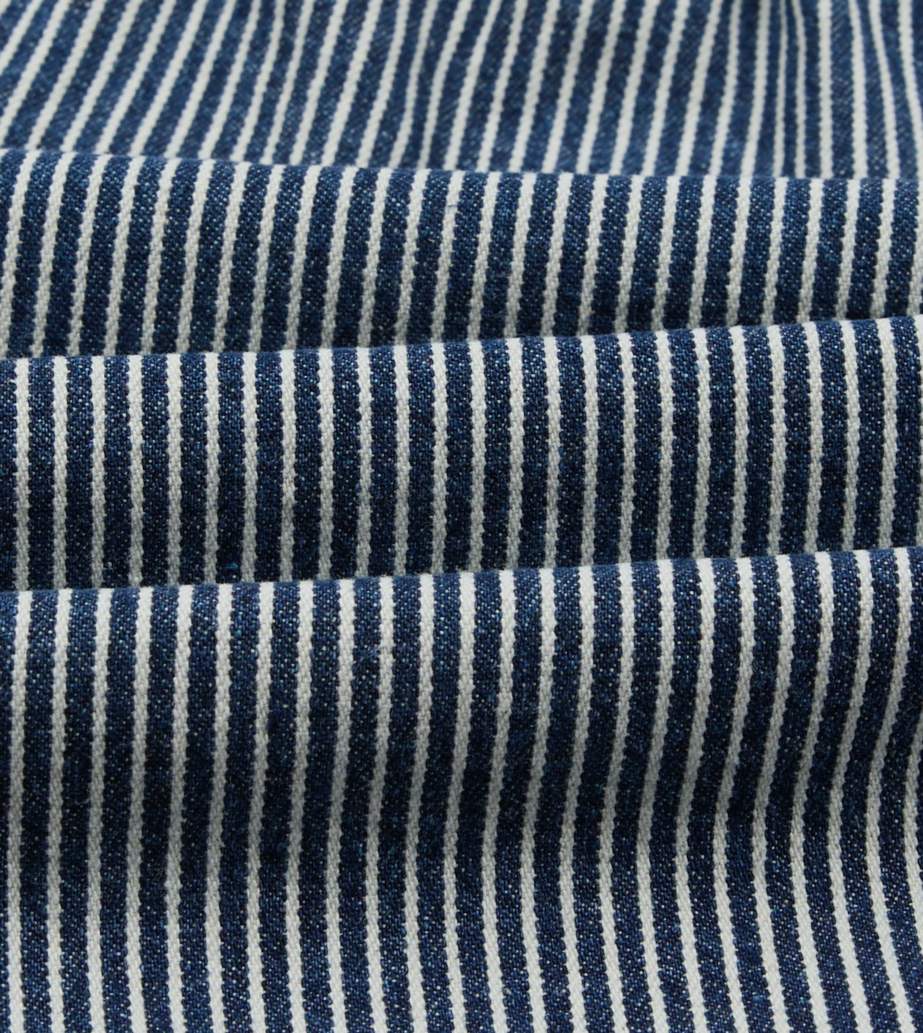 Drake's Stripe Cotton Drawstring Shorts - Indigo