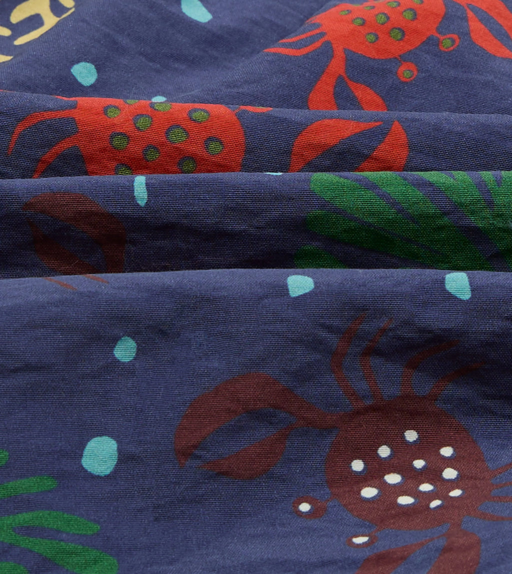 Drake's Crab Print Nylon Drawstring Swim Shorts - Navy