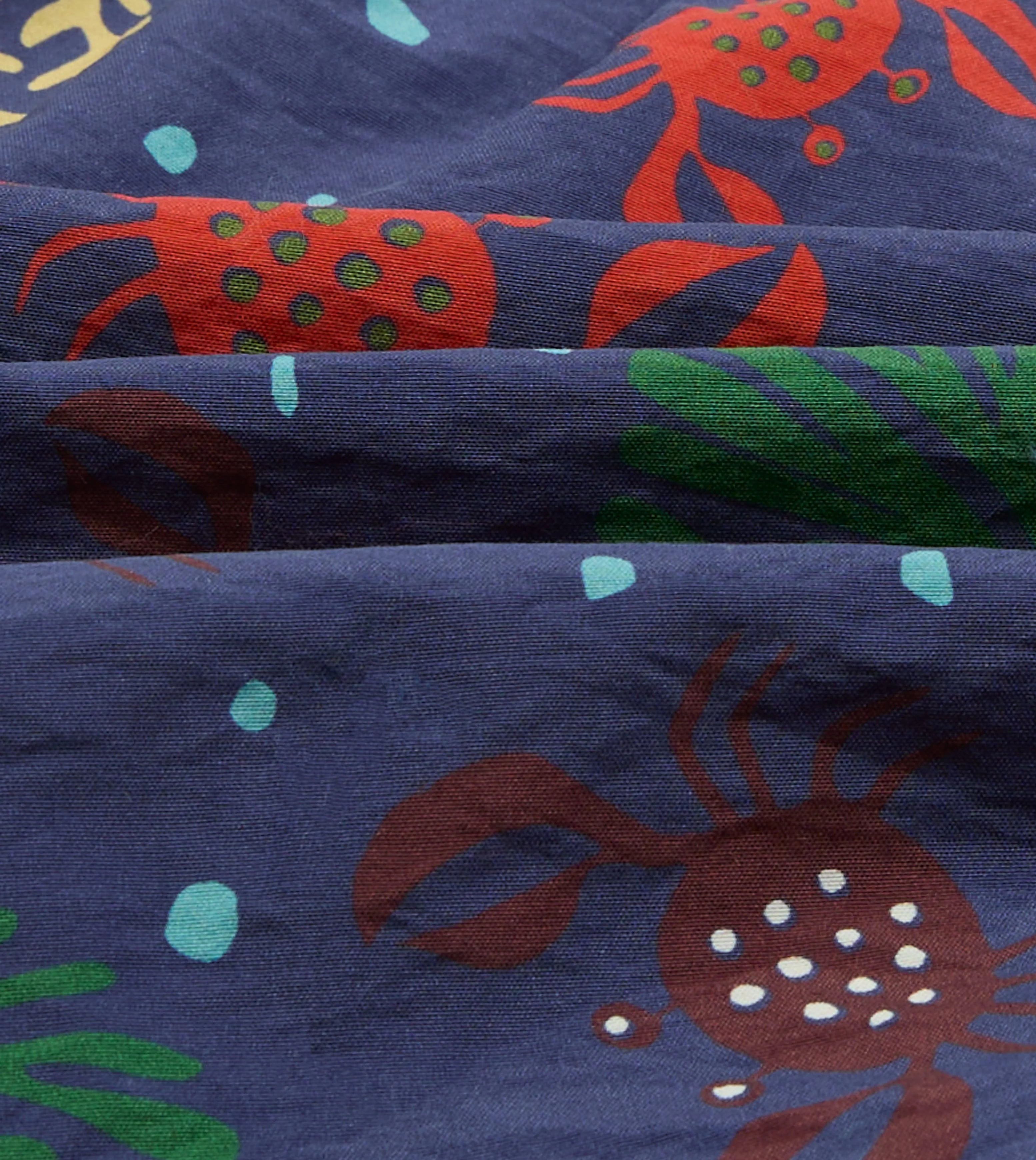 Drake's Crab Print Nylon Drawstring Swim Shorts - Navy