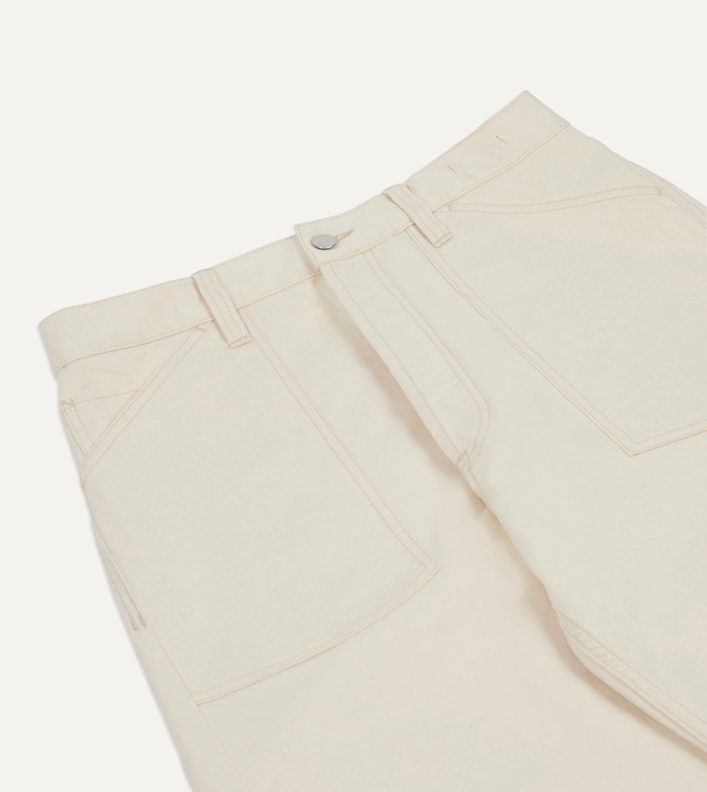 Drake's Military Satin Naval Pant - Ecru