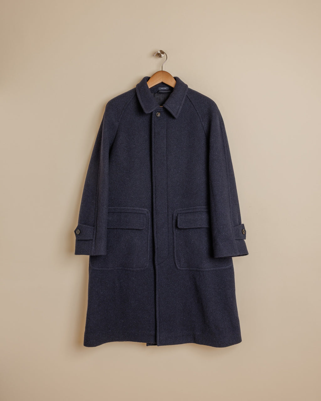 Wool Raglan Coat - Navy