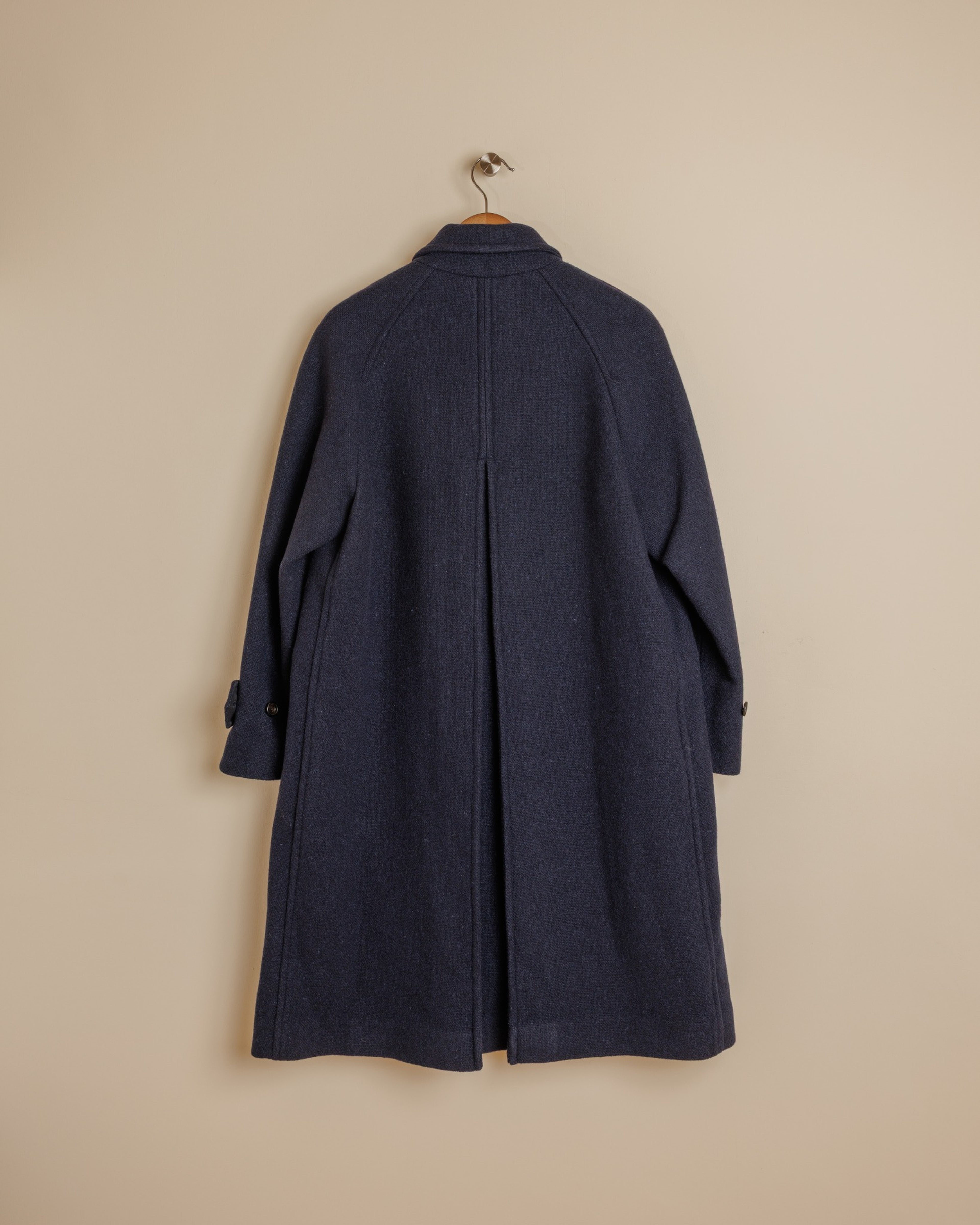 Wool Raglan Coat - Navy