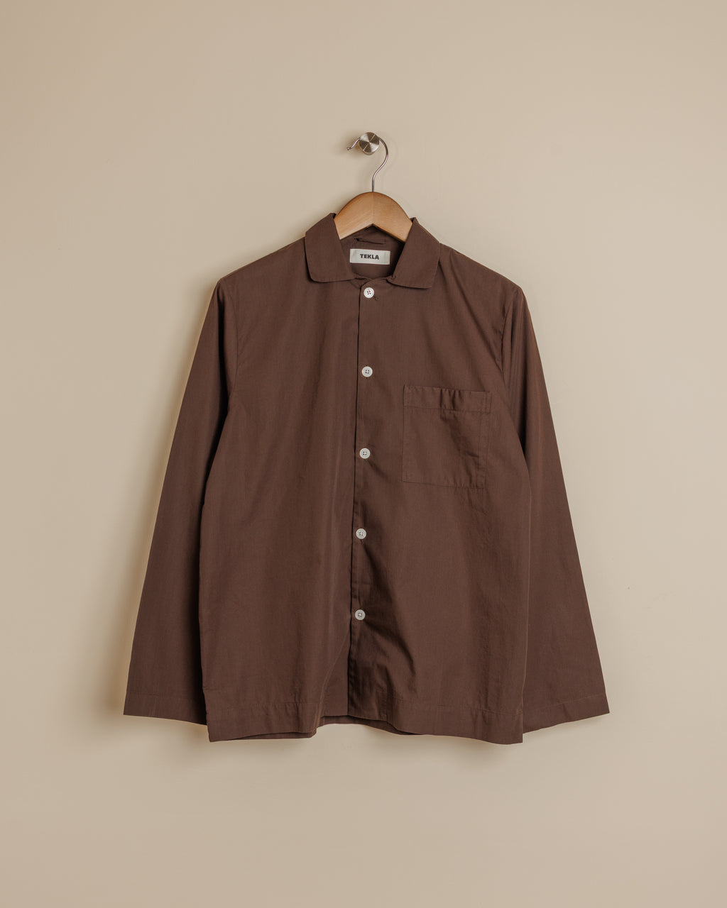 Long Sleeve Pyjama Shirt - Coffee
