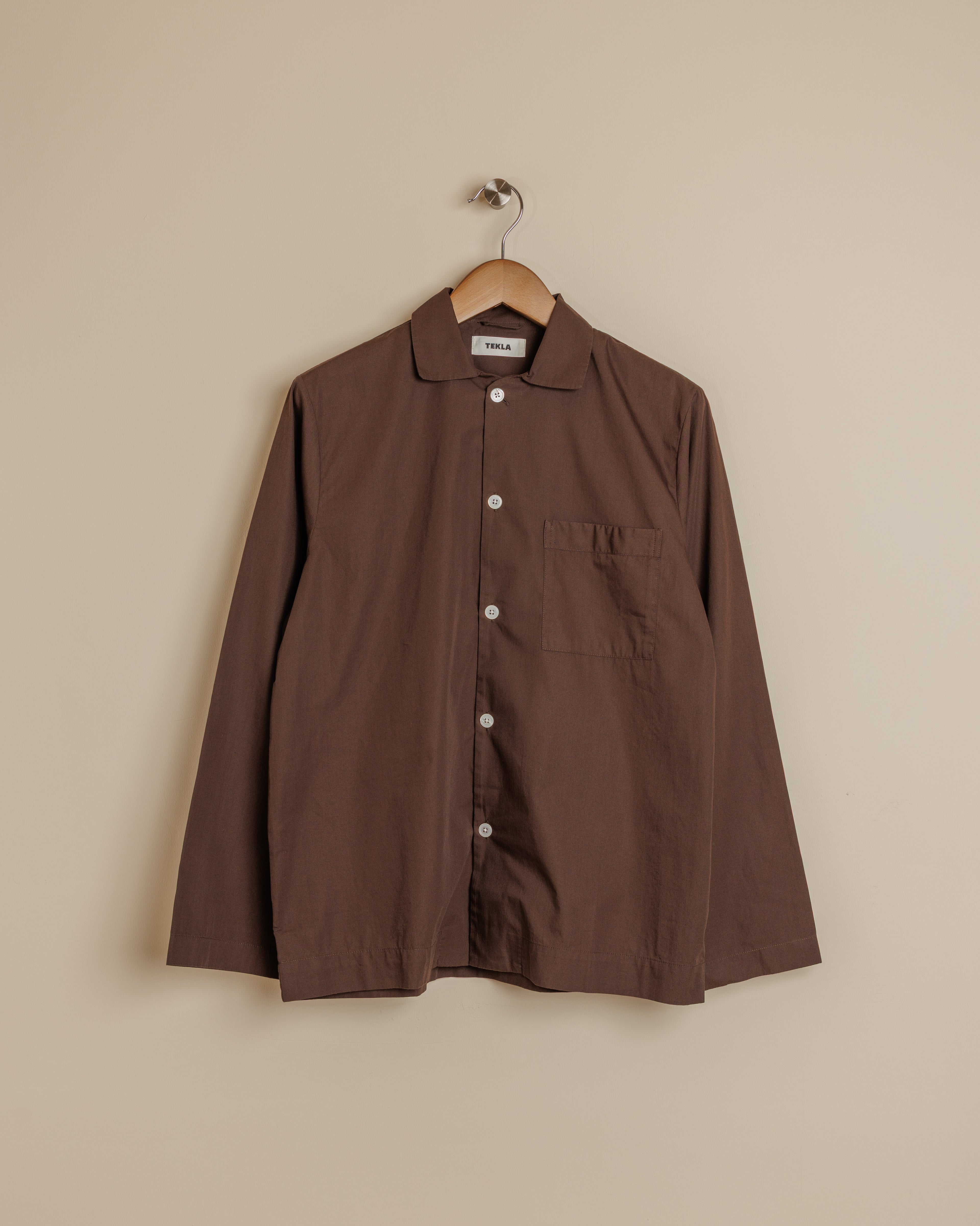 Long Sleeve Pyjama Shirt - Coffee
