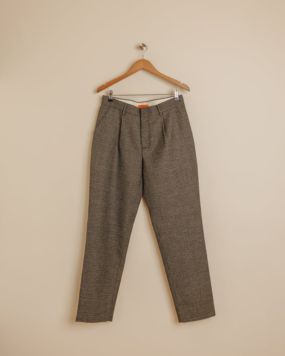 Gazara Checked Trouser - Olive/Grey