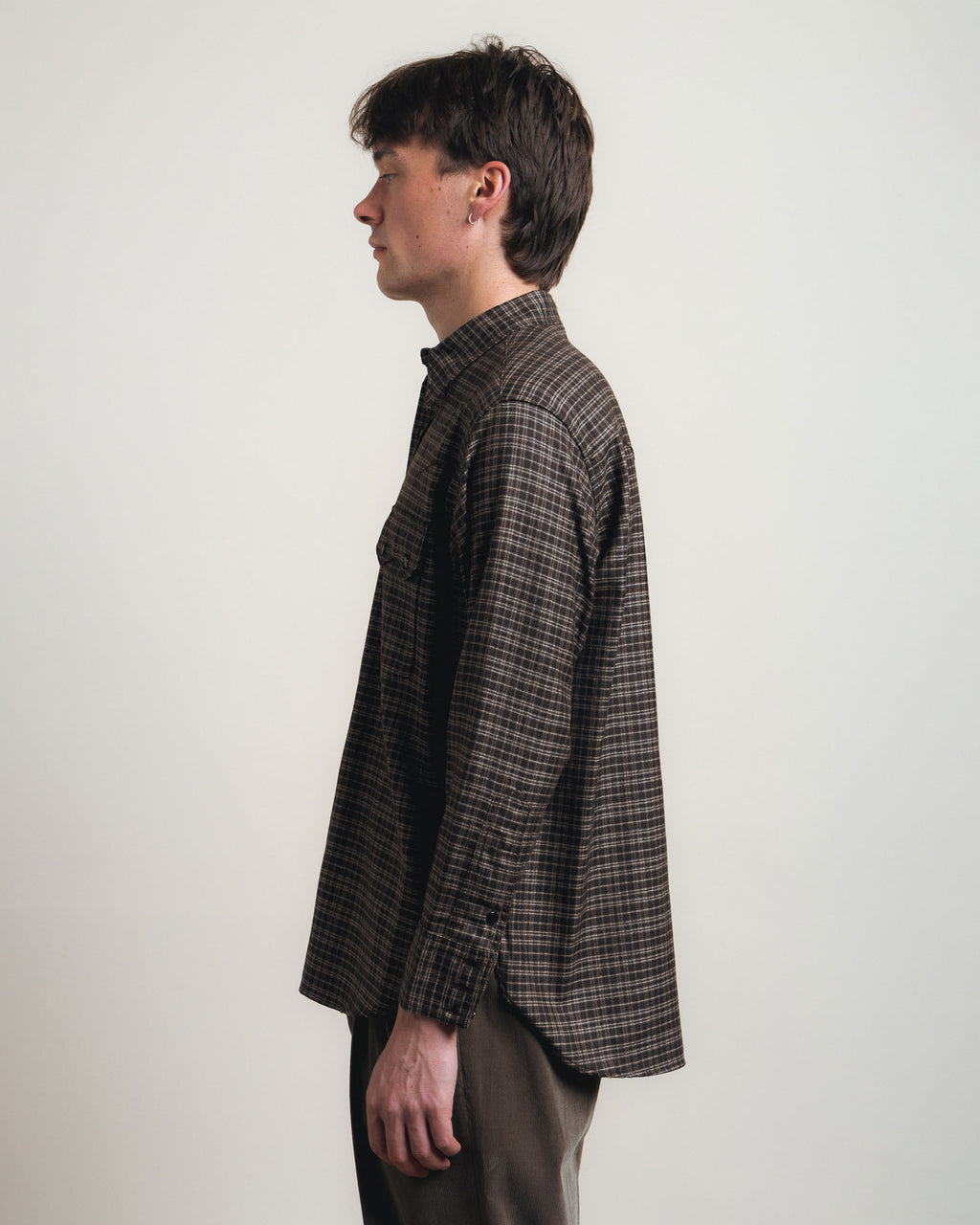 Kaptain Sunshine Wool Plaid Cowboy Shirt - Brown