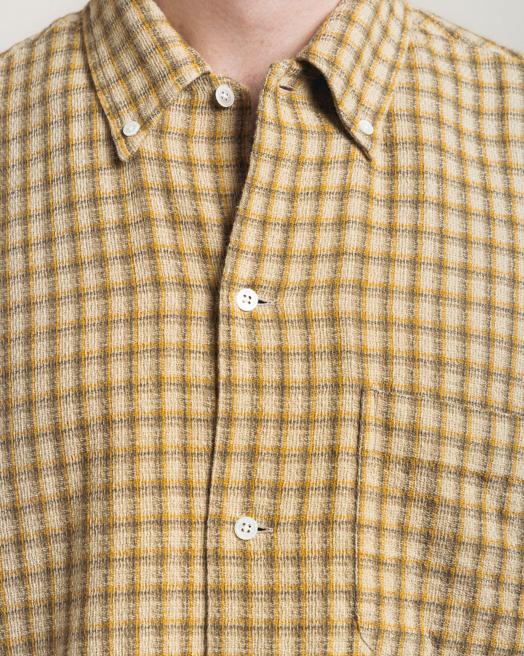 Beams Plus Open B.D. Panama Plaid Double Face - Beige