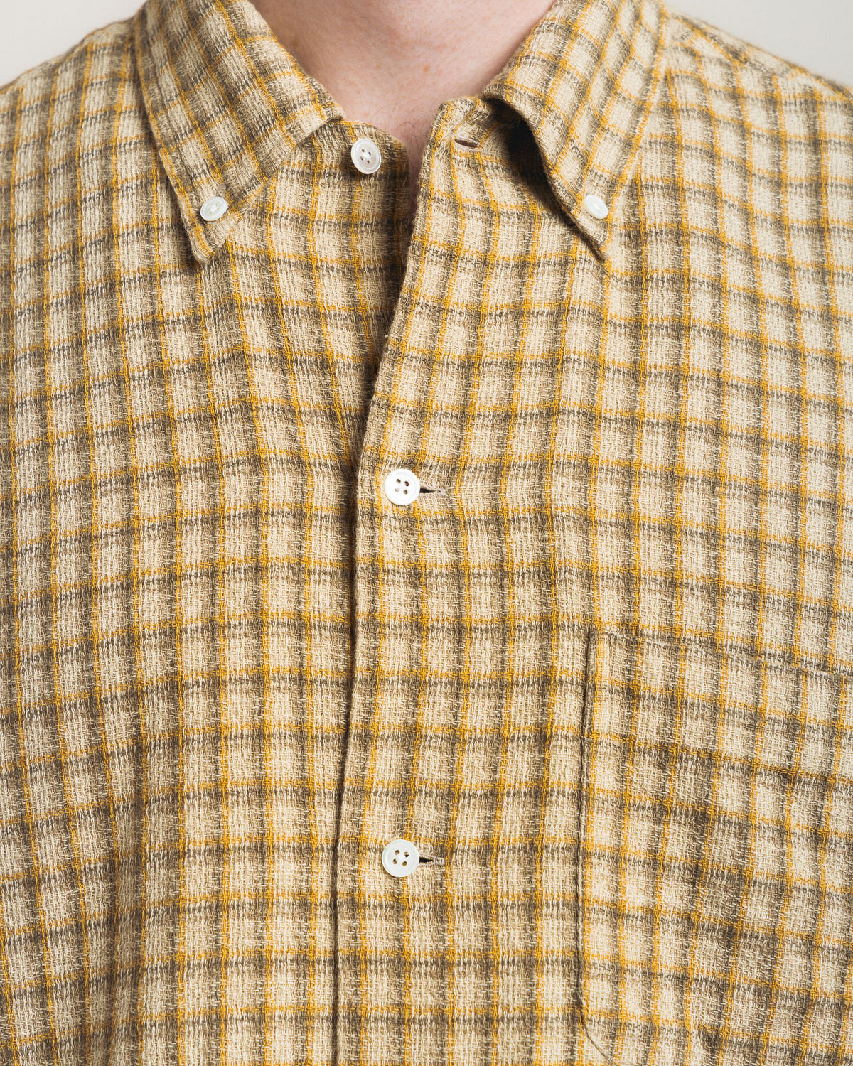 Beams Plus Open B.D. Panama Plaid Double Face - Beige