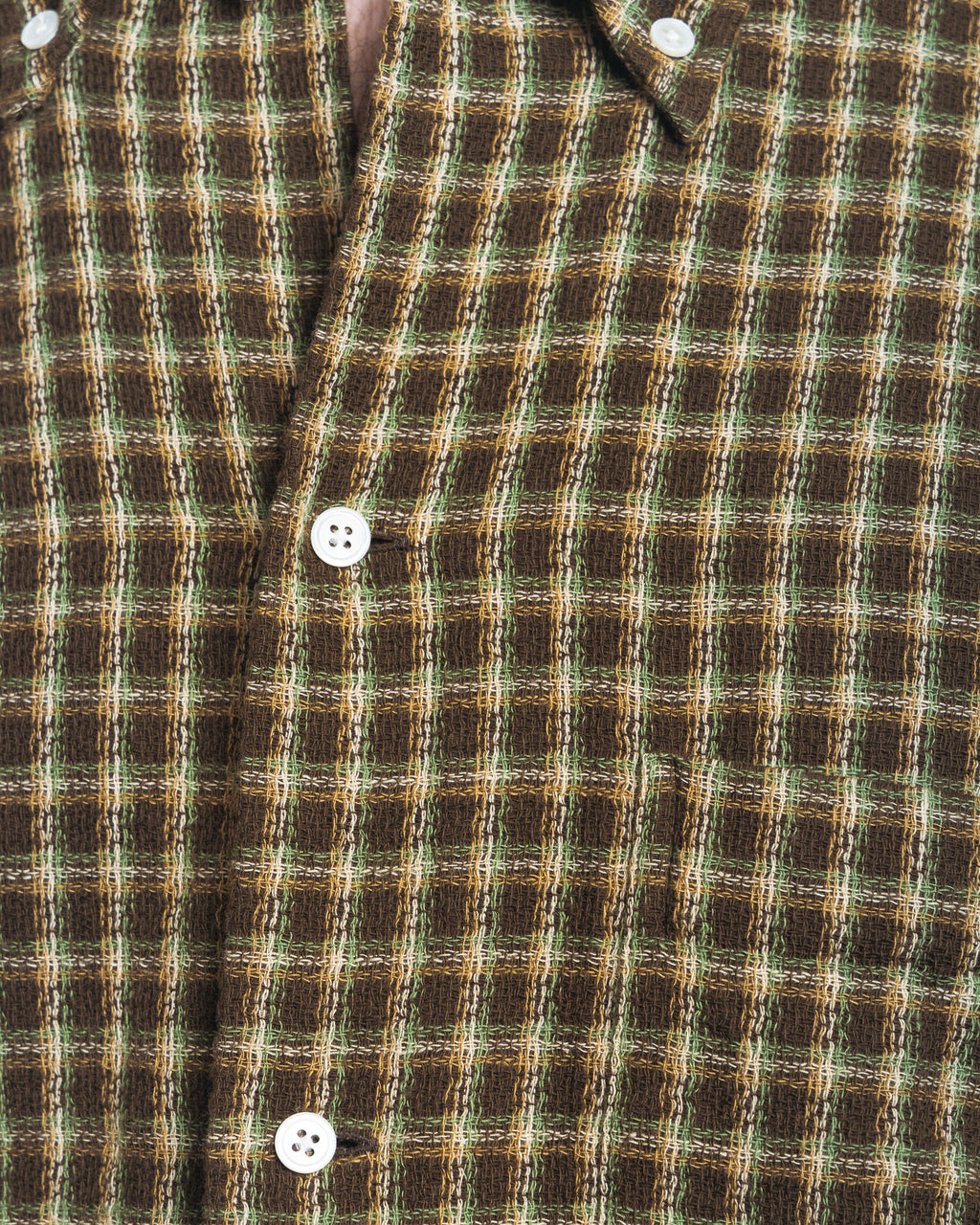 Beams Plus Open B.D. Panama Plaid Double Face - Brown