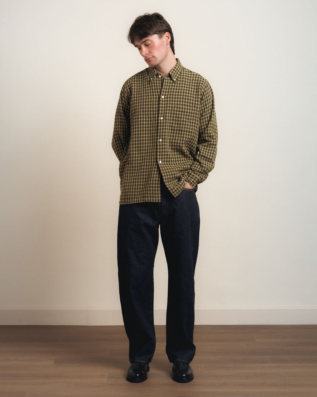 Beams Plus Open B.D. Panama Plaid Double Face - Brown
