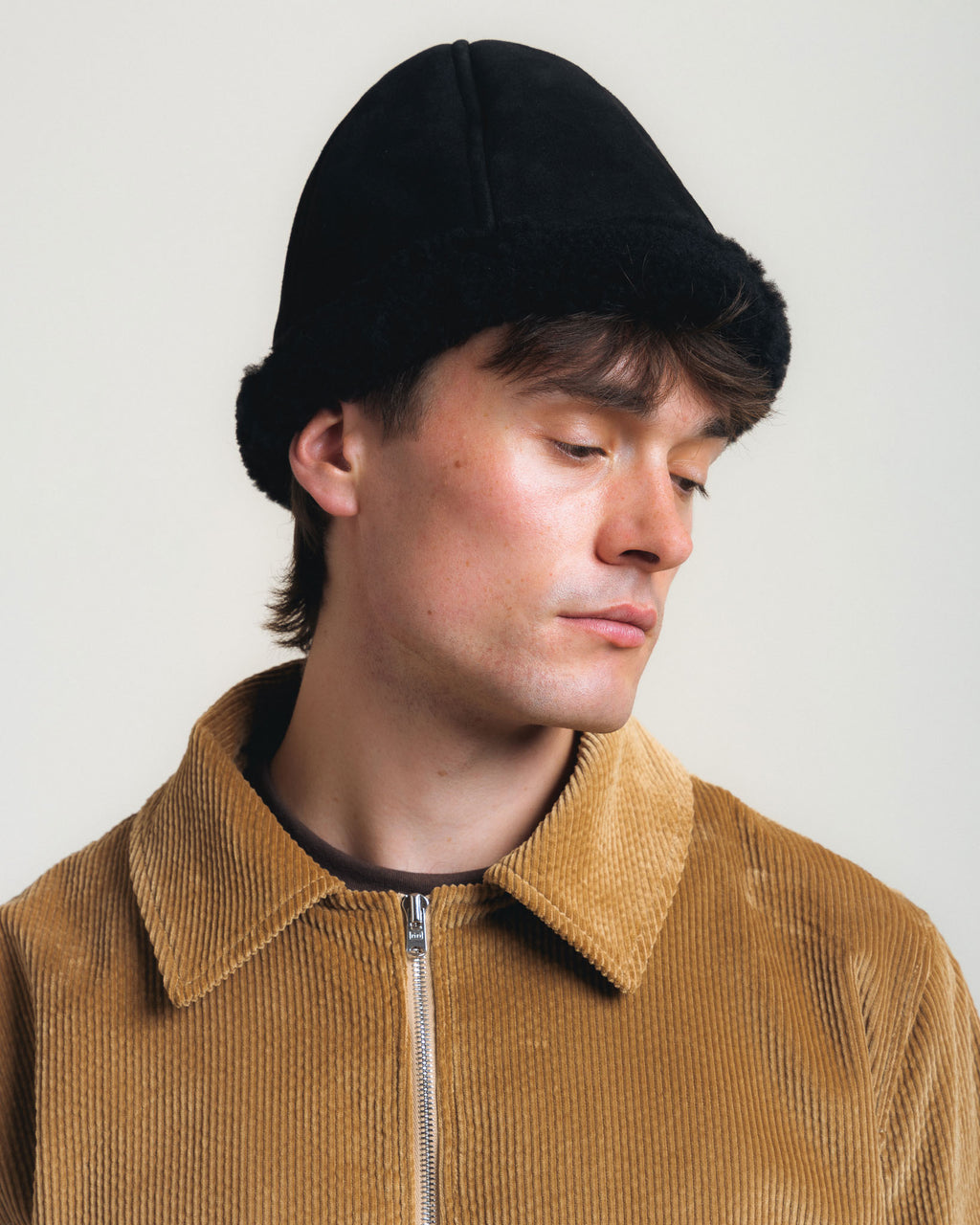 Cawley Francis Sheepskin Cap - Black