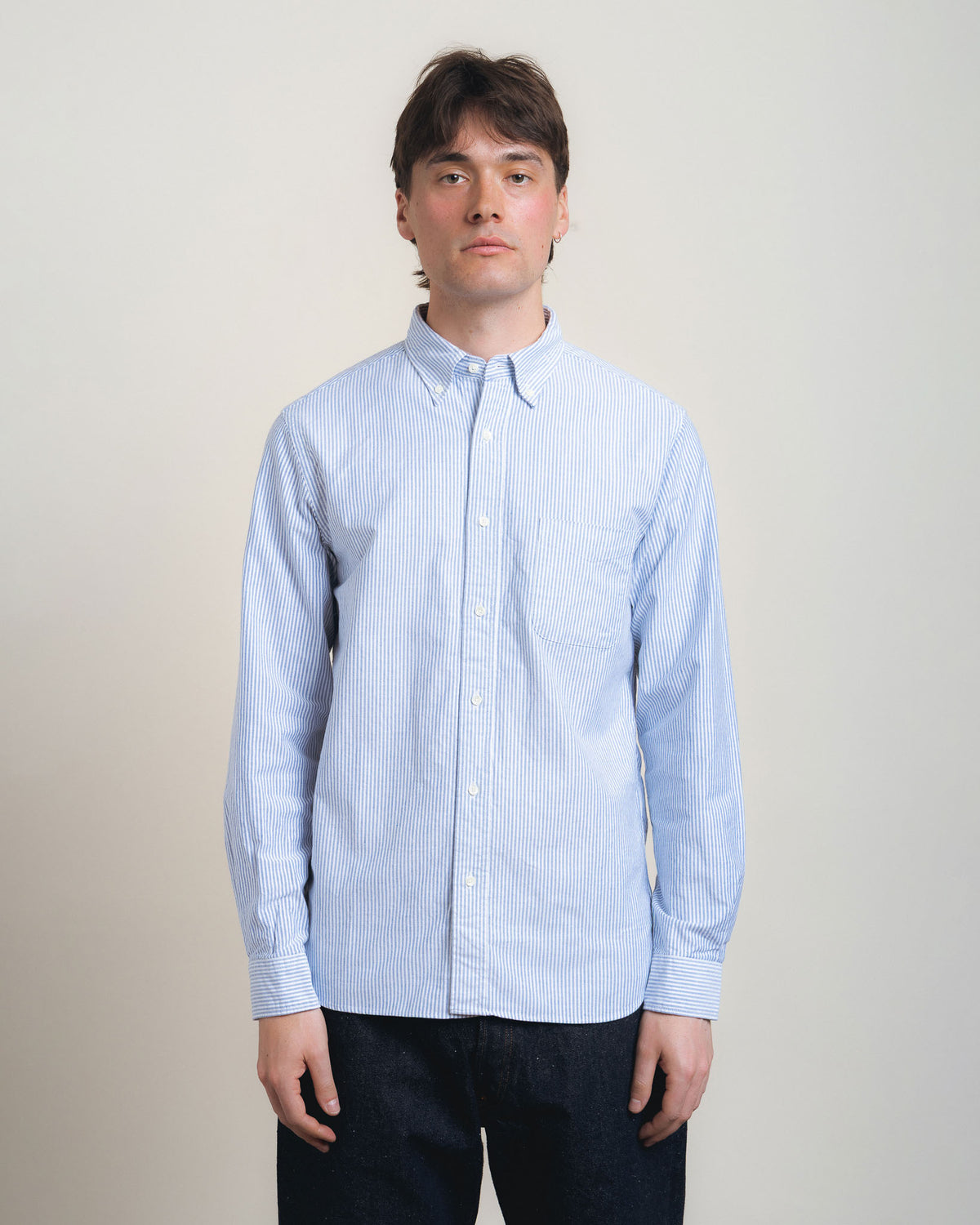 Beams Plus B.D. Oxford Candy Stripe - Blue