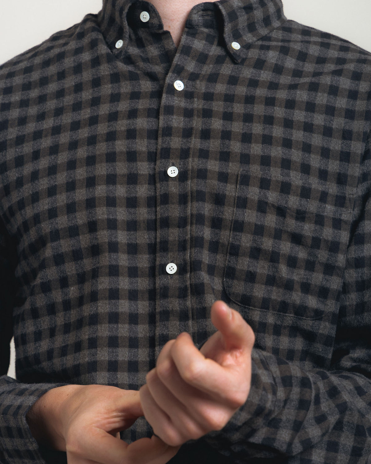 Beams Plus B.D. Gingham Check Shaggy - Grey